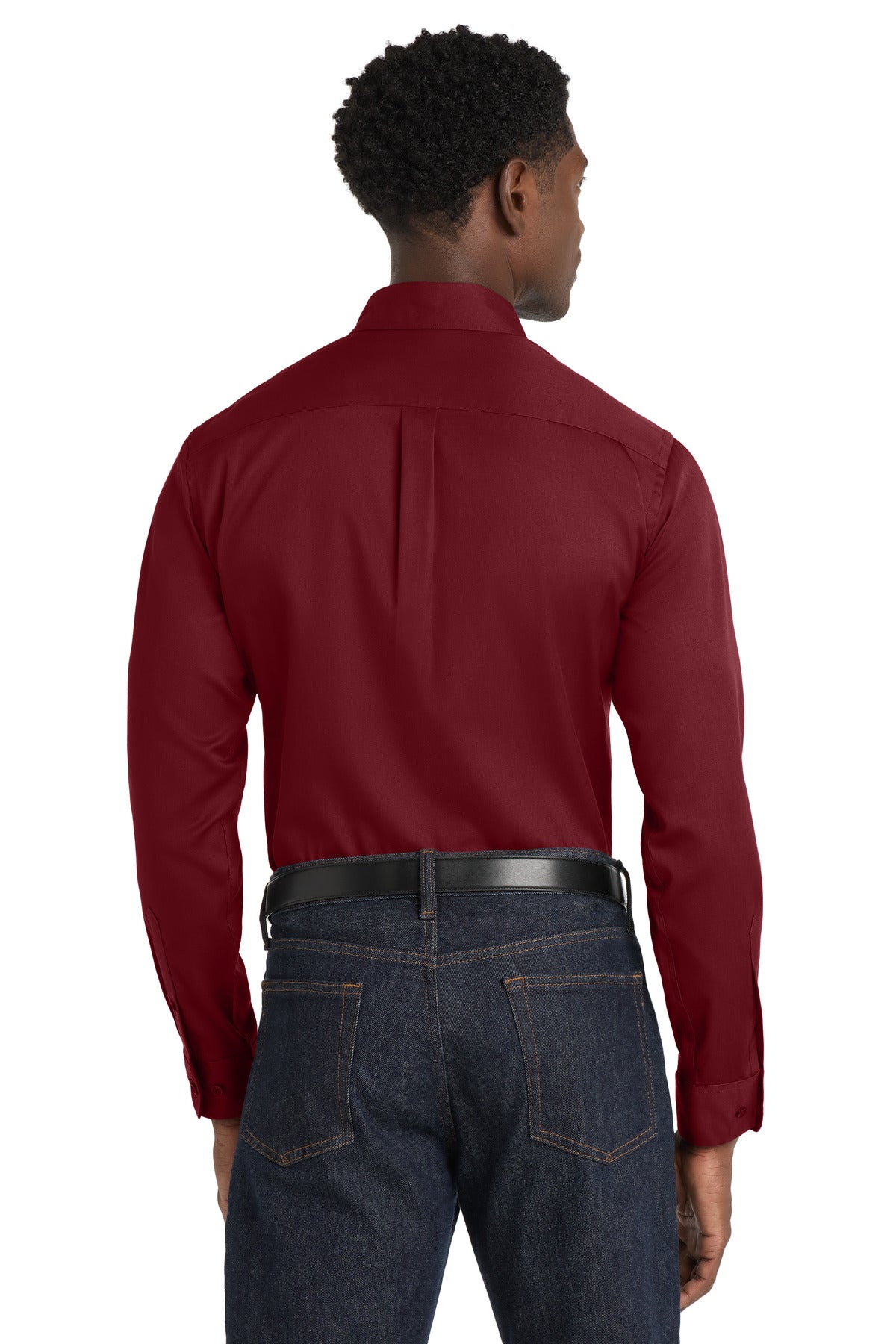 Port Authority Long Sleeve SuperPro React Twill Shirt - Burgundy
