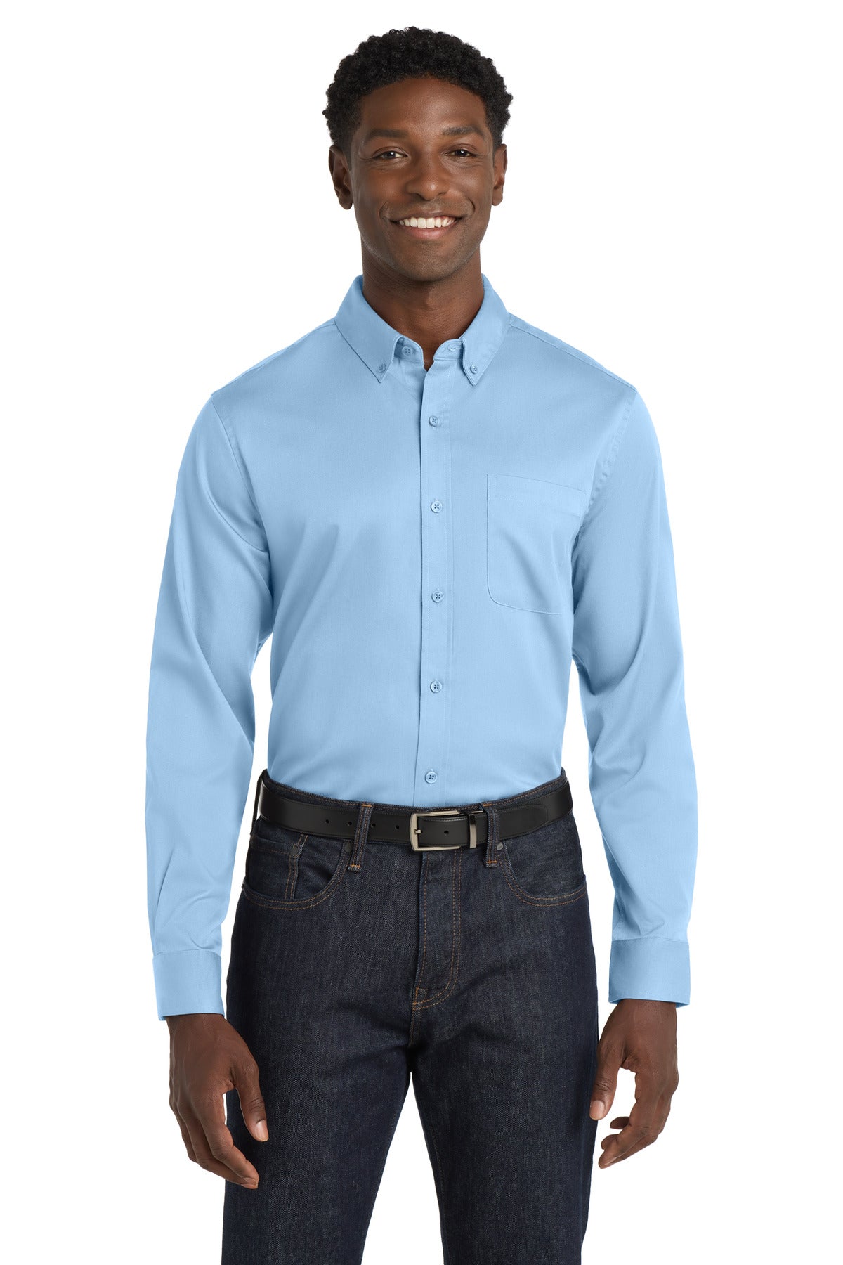 Port Authority Long Sleeve SuperPro React Twill Shirt - Cloud Blue