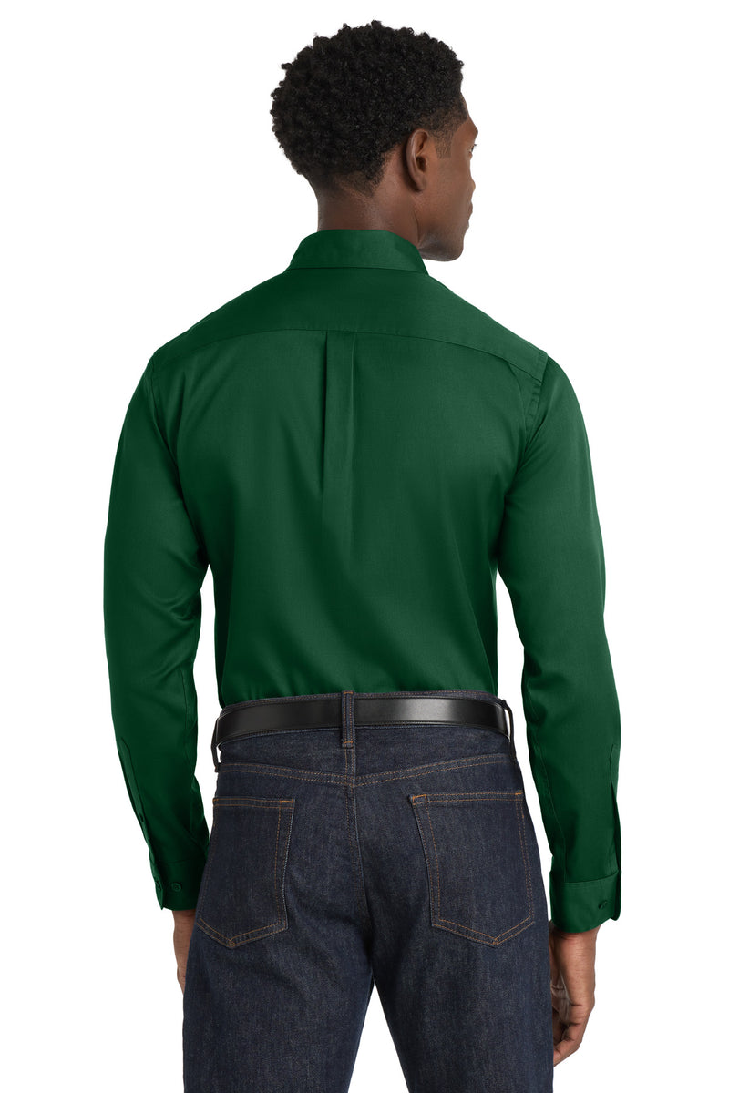Port Authority Long Sleeve SuperPro React Twill Shirt - Dark Green