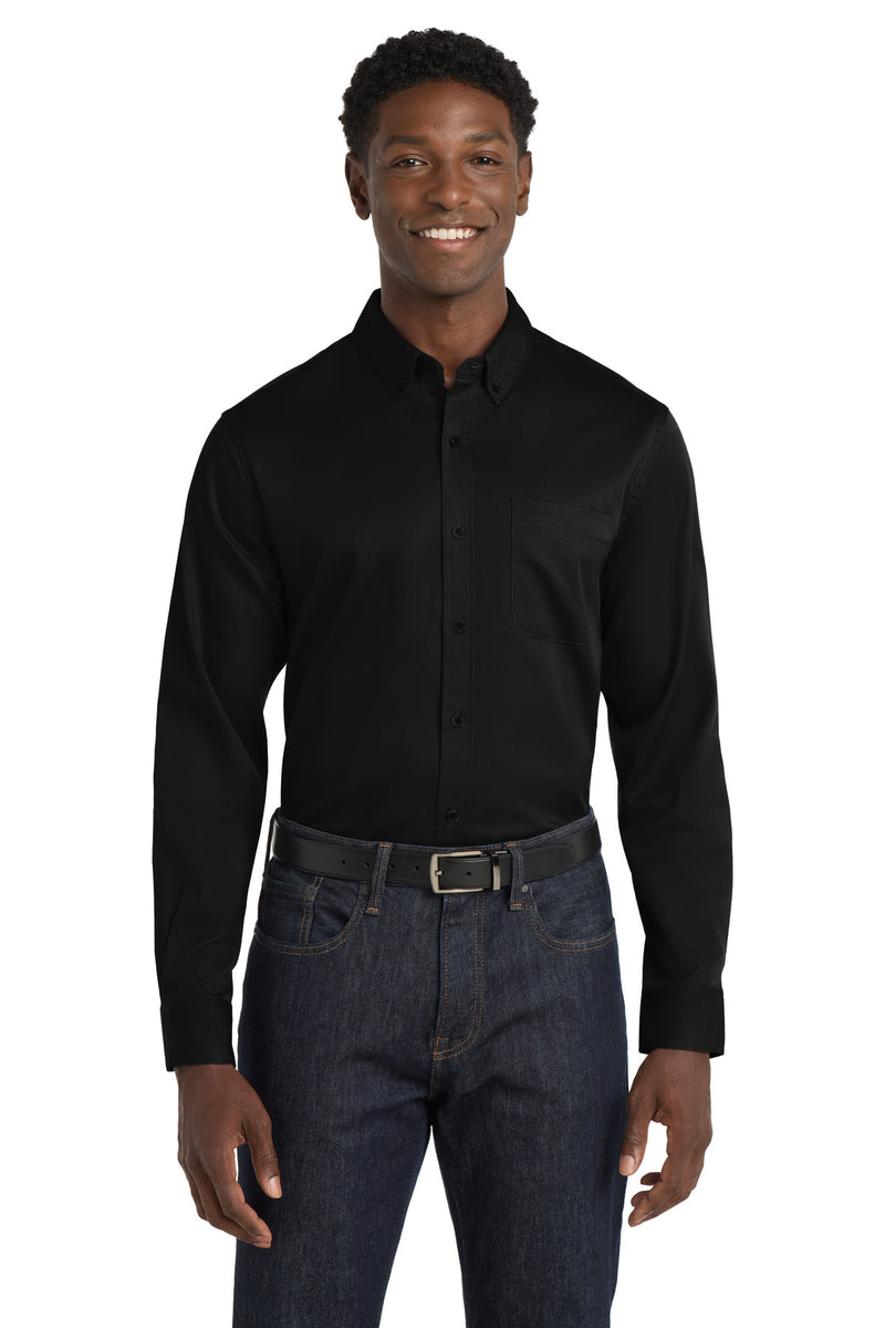 Port Authority Long Sleeve SuperPro React Twill Shirt - Deep Black
