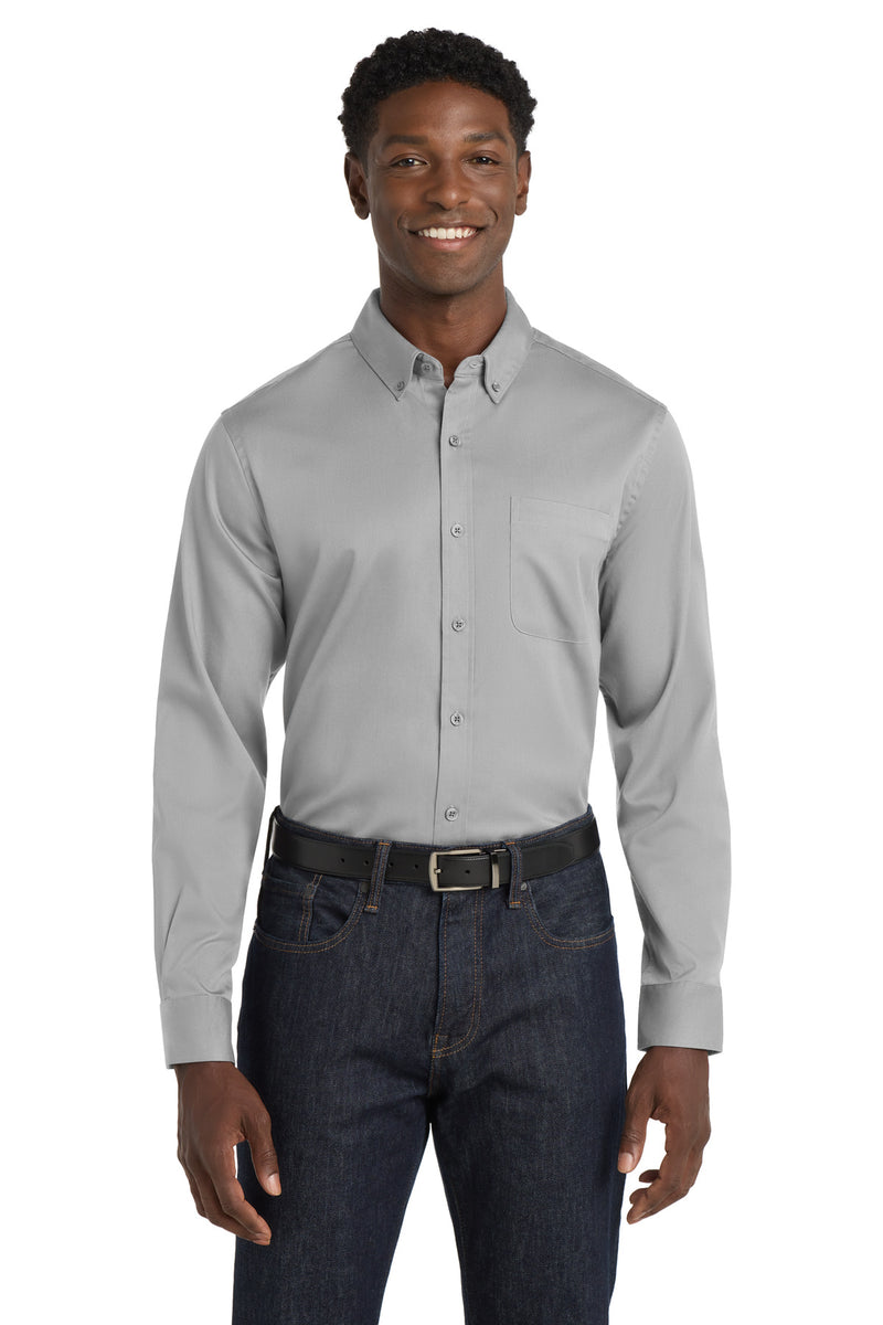 Port Authority Long Sleeve SuperPro React Twill Shirt - Gusty Grey