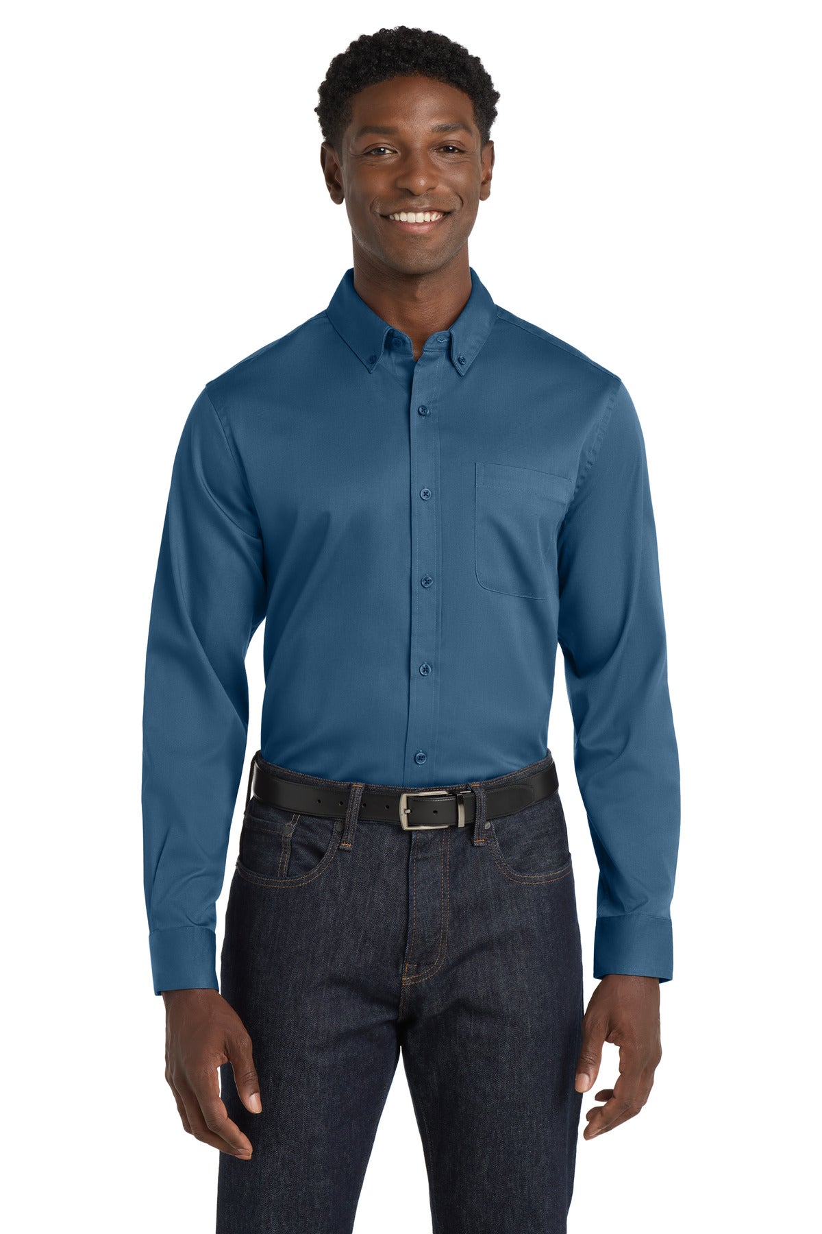 Port Authority Long Sleeve SuperPro React Twill Shirt - Regatta Blue