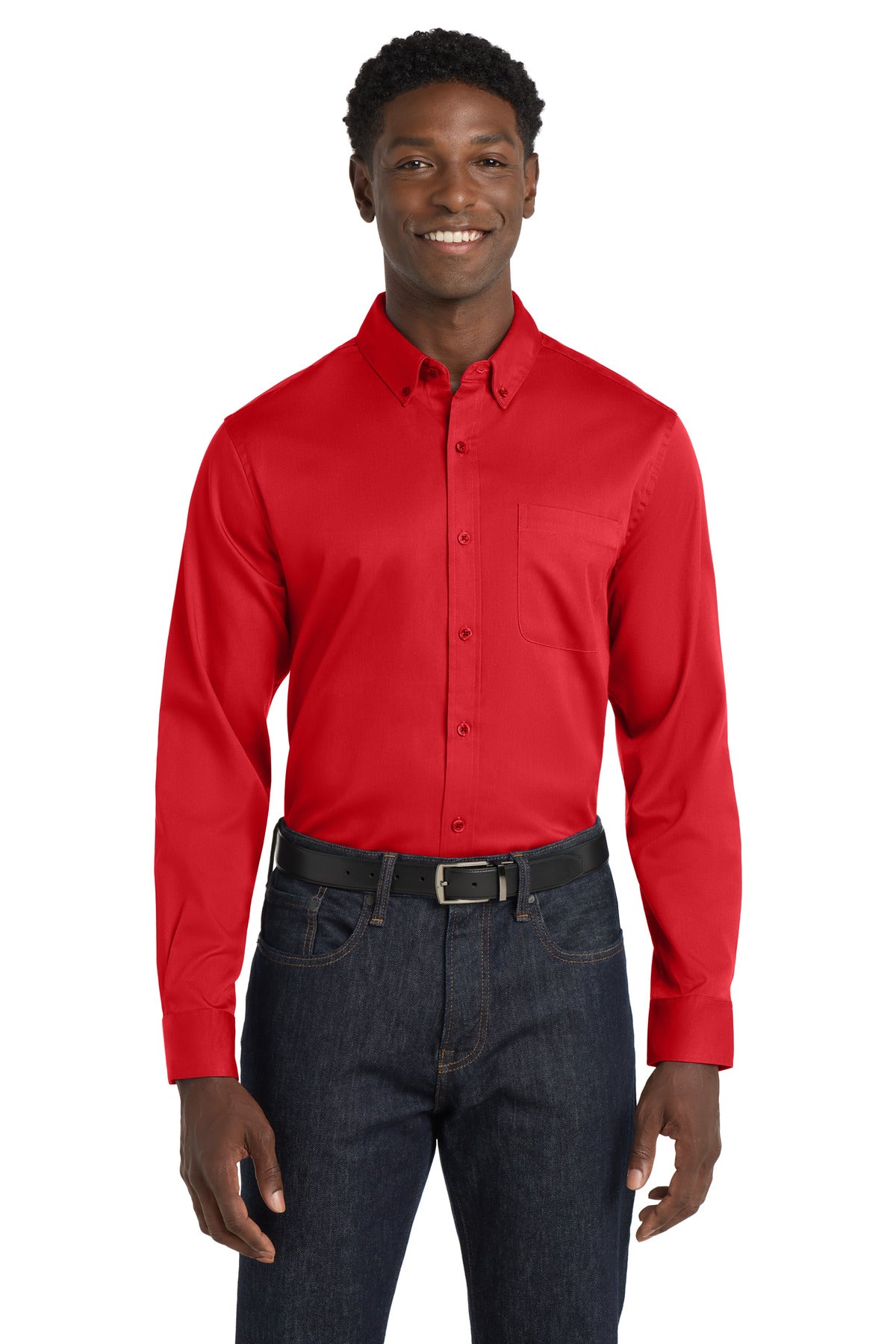 Port Authority Long Sleeve SuperPro React Twill Shirt - Rich Red