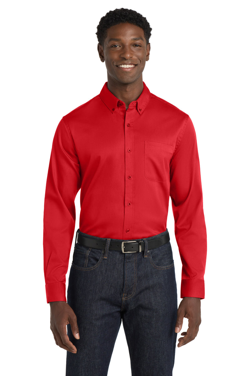 Port Authority Long Sleeve SuperPro React Twill Shirt - Rich Red