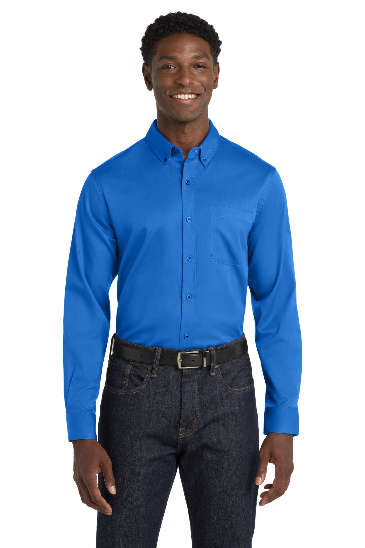 Port Authority Long Sleeve SuperPro React Twill Shirt - Strong Blue