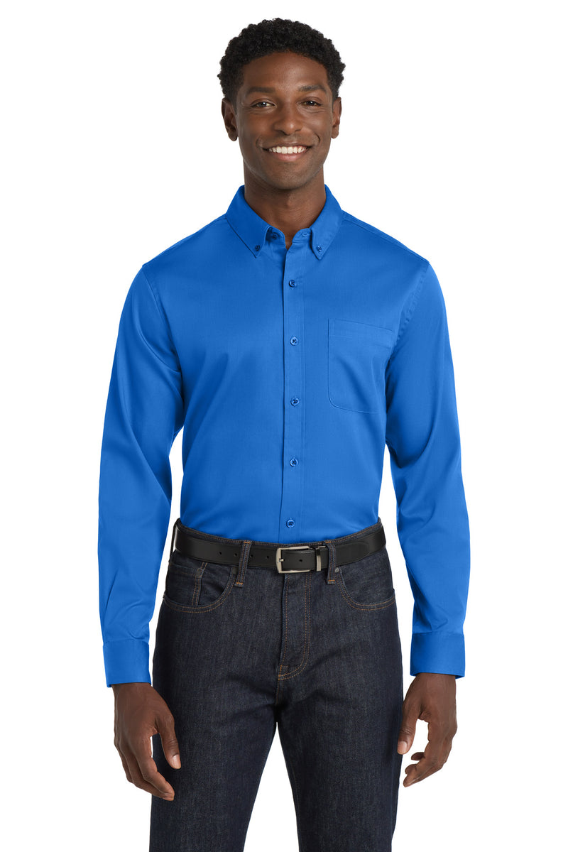 Port Authority Long Sleeve SuperPro React Twill Shirt - Strong Blue