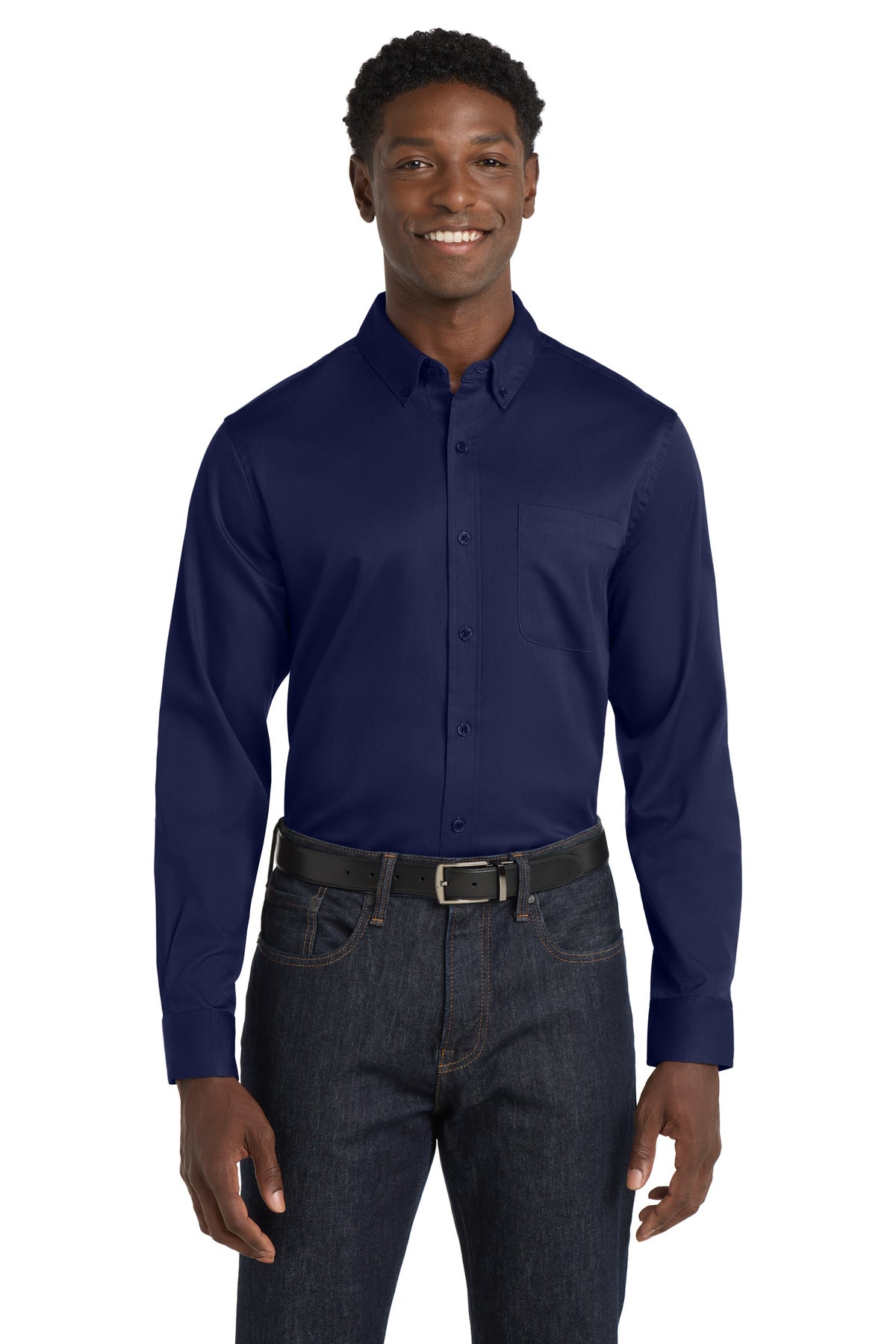 Port Authority Long Sleeve SuperPro React Twill Shirt - True Navy