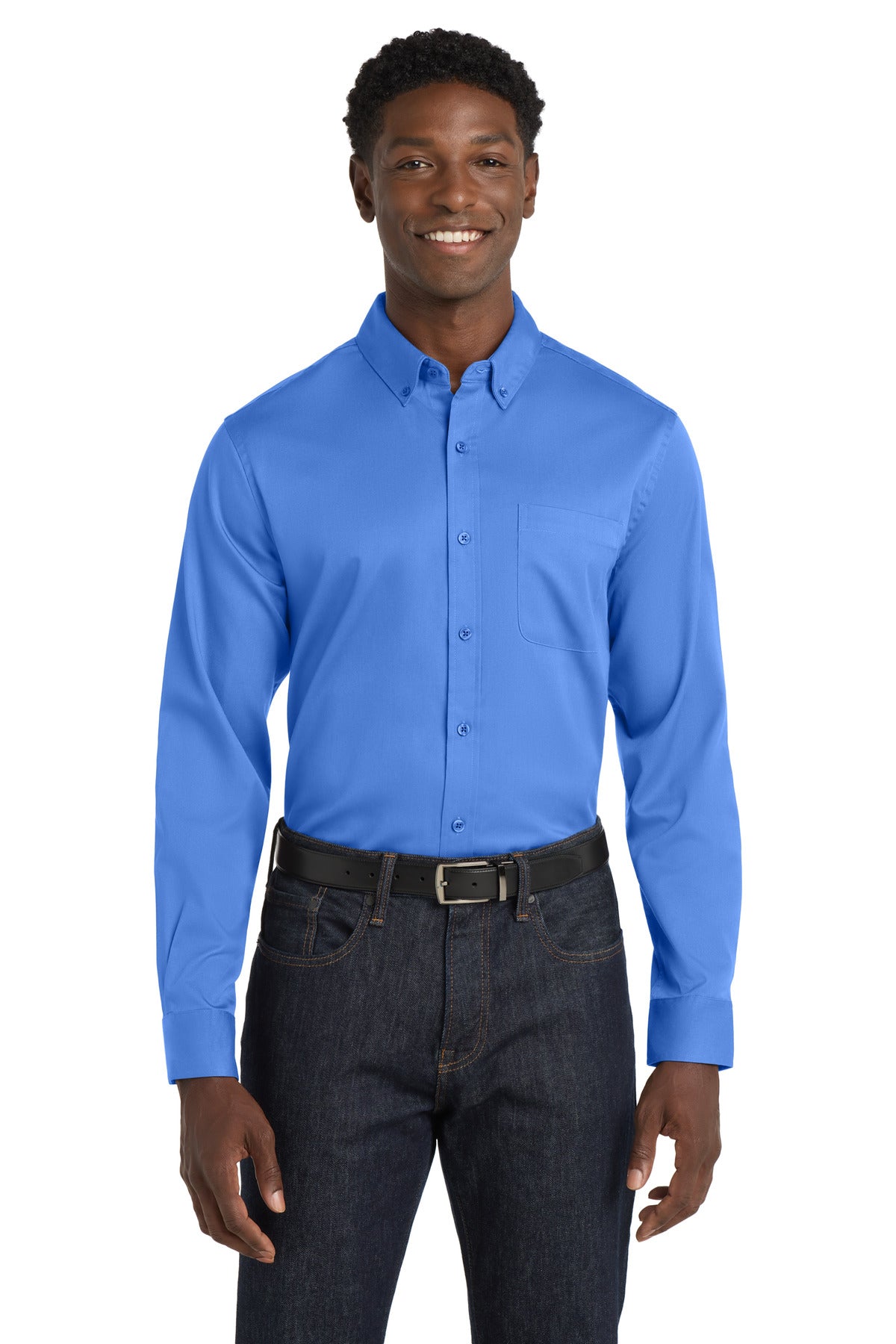 Port Authority Long Sleeve SuperPro React Twill Shirt - Ultramarine Blue