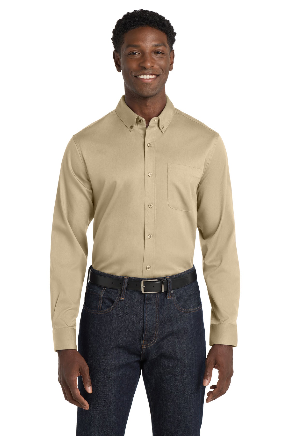 Port Authority Long Sleeve SuperPro React Twill Shirt - Wheat