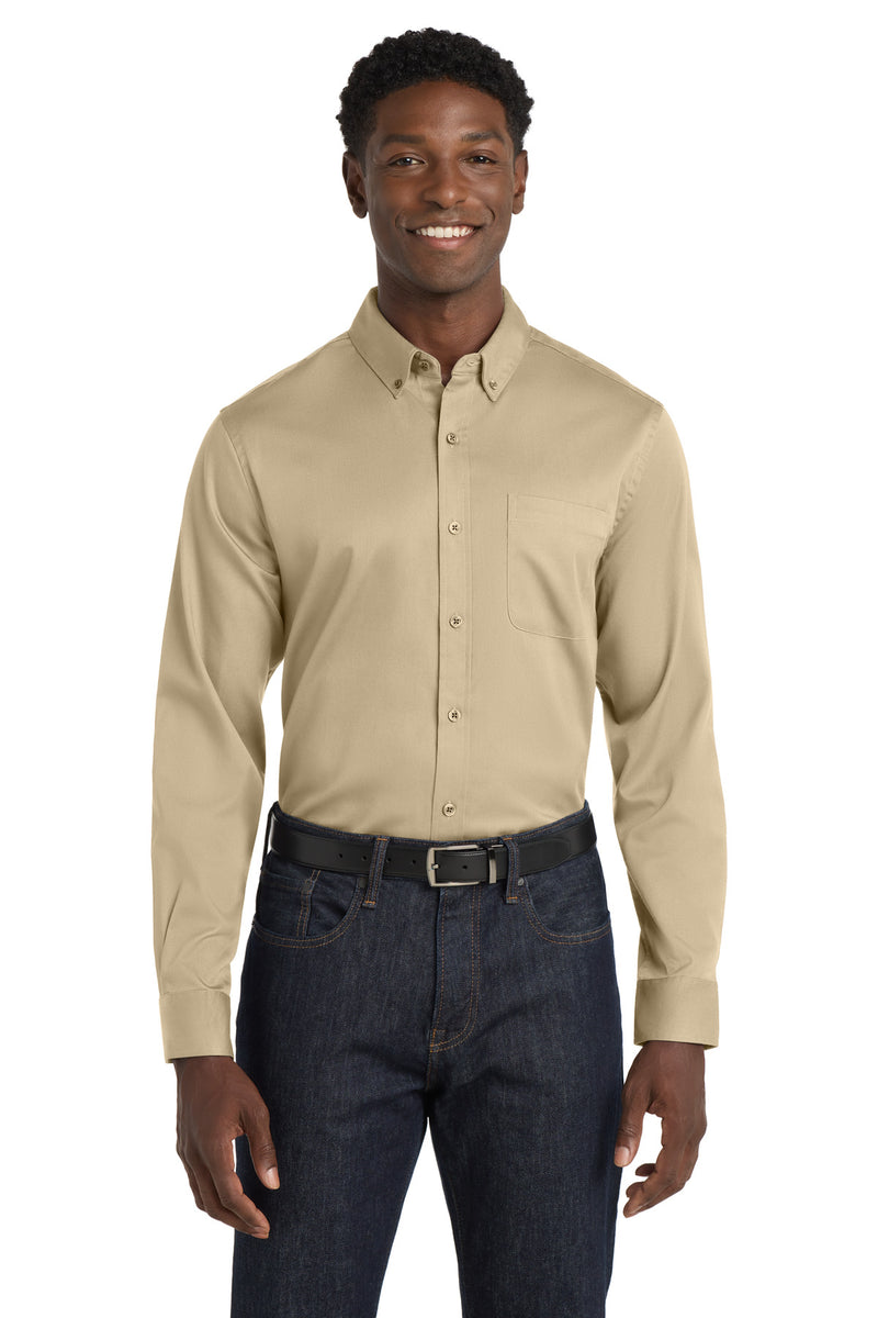 Port Authority Long Sleeve SuperPro React Twill Shirt - Wheat