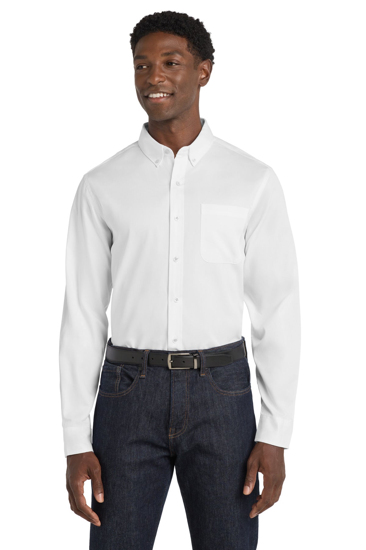 Port Authority Long Sleeve SuperPro React Twill Shirt - White