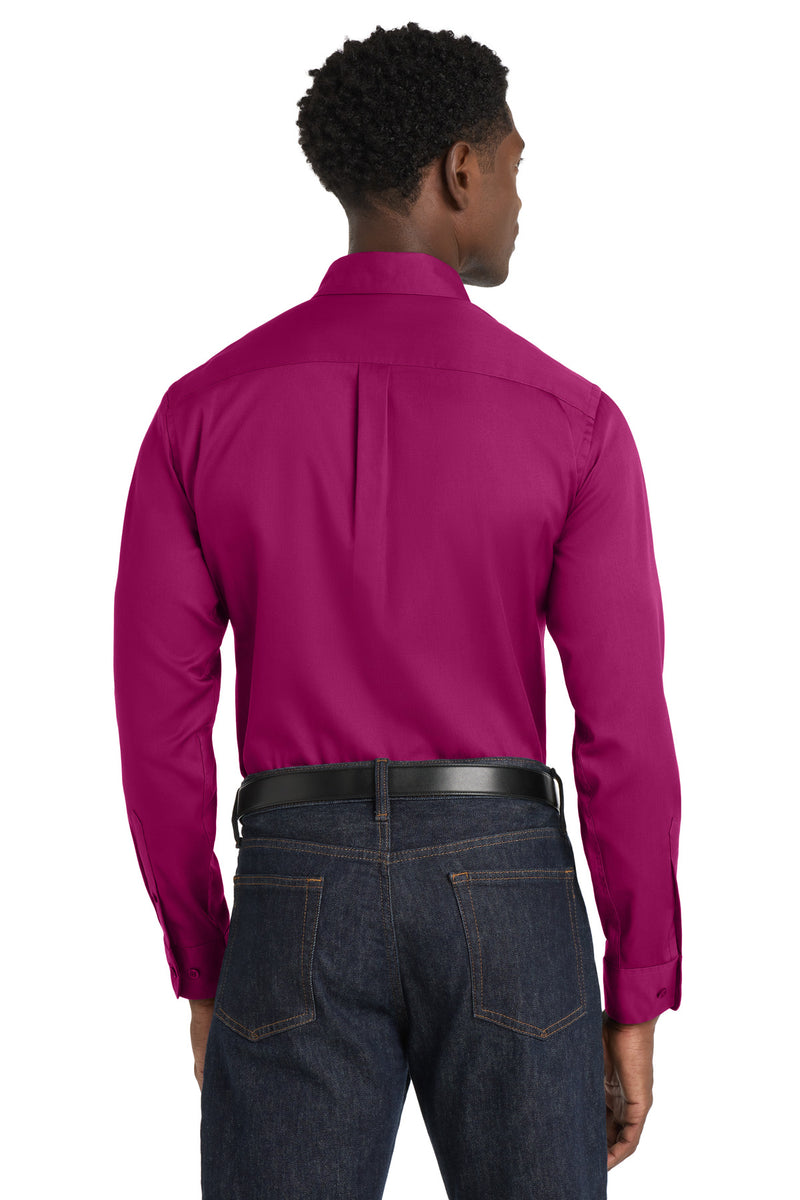 Port Authority Long Sleeve SuperPro React Twill Shirt - Wild Berry