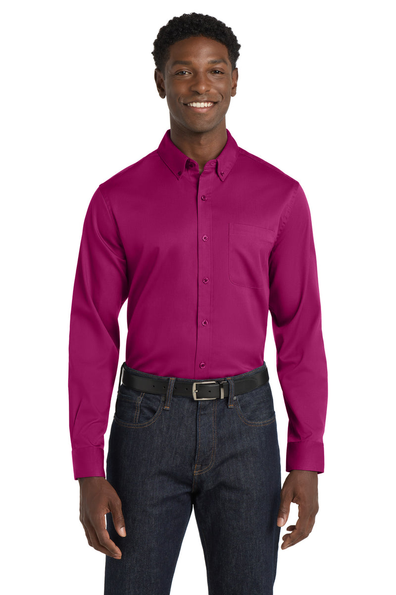 Port Authority Long Sleeve SuperPro React Twill Shirt - Wild Berry