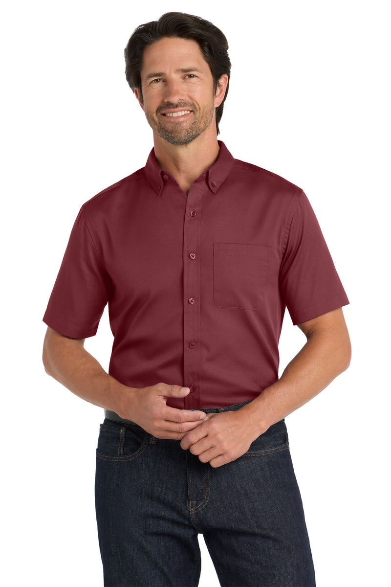 Port Authority Short Sleeve SuperPro React Twill Shirt - Burgundy