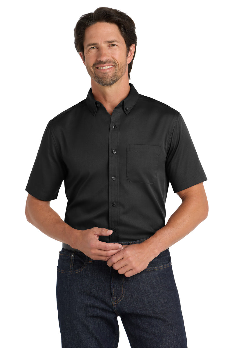 Port Authority Short Sleeve SuperPro React Twill Shirt - Deep Black