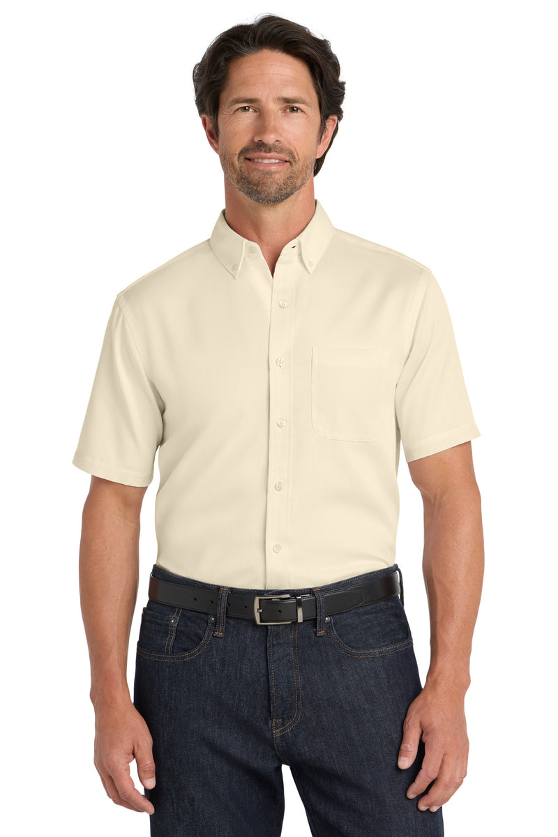 Port Authority Short Sleeve SuperPro React Twill Shirt - Ecru
