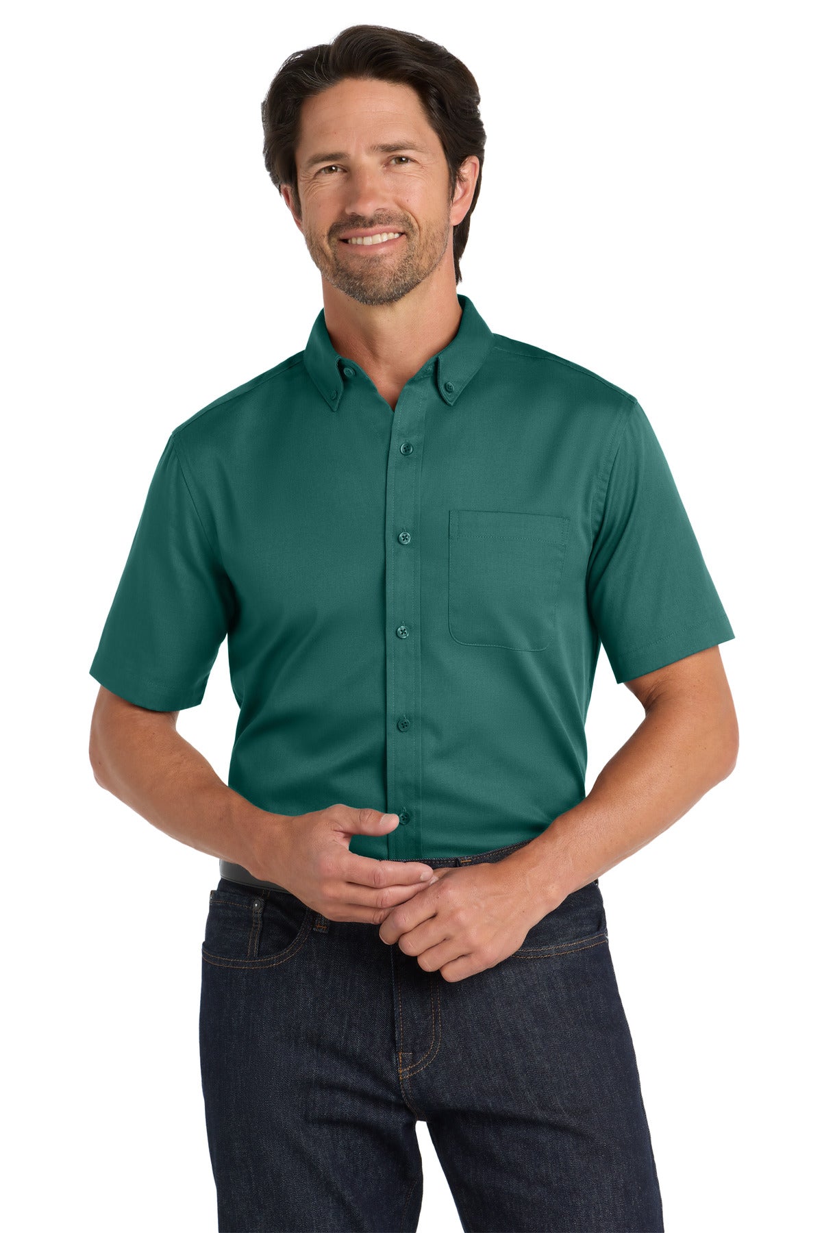 Port Authority Short Sleeve SuperPro React Twill Shirt - Marine Green