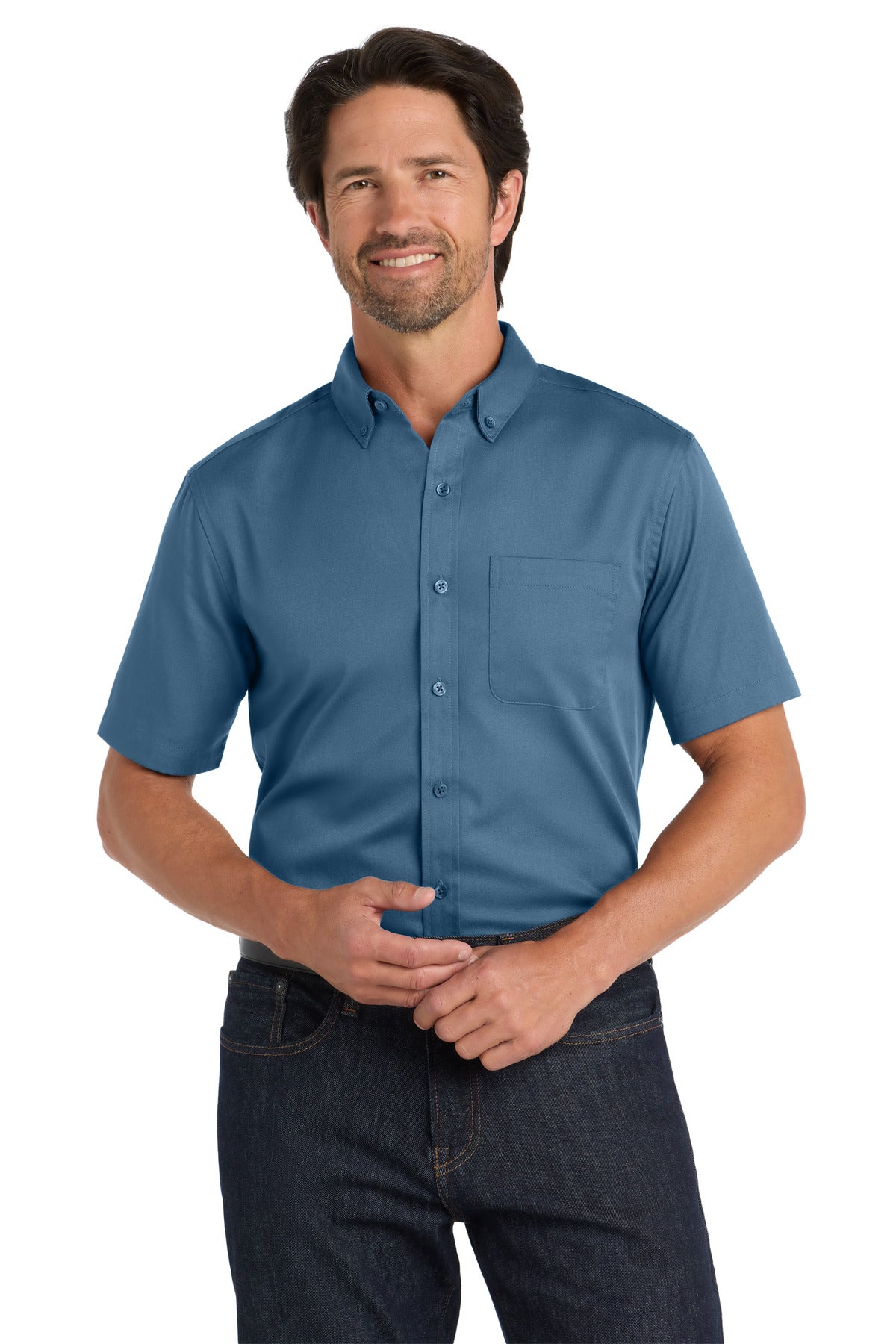 Port Authority Short Sleeve SuperPro React Twill Shirt - Regatta Blue