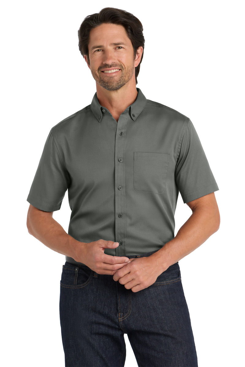 Port Authority Short Sleeve SuperPro React Twill Shirt - Storm Grey