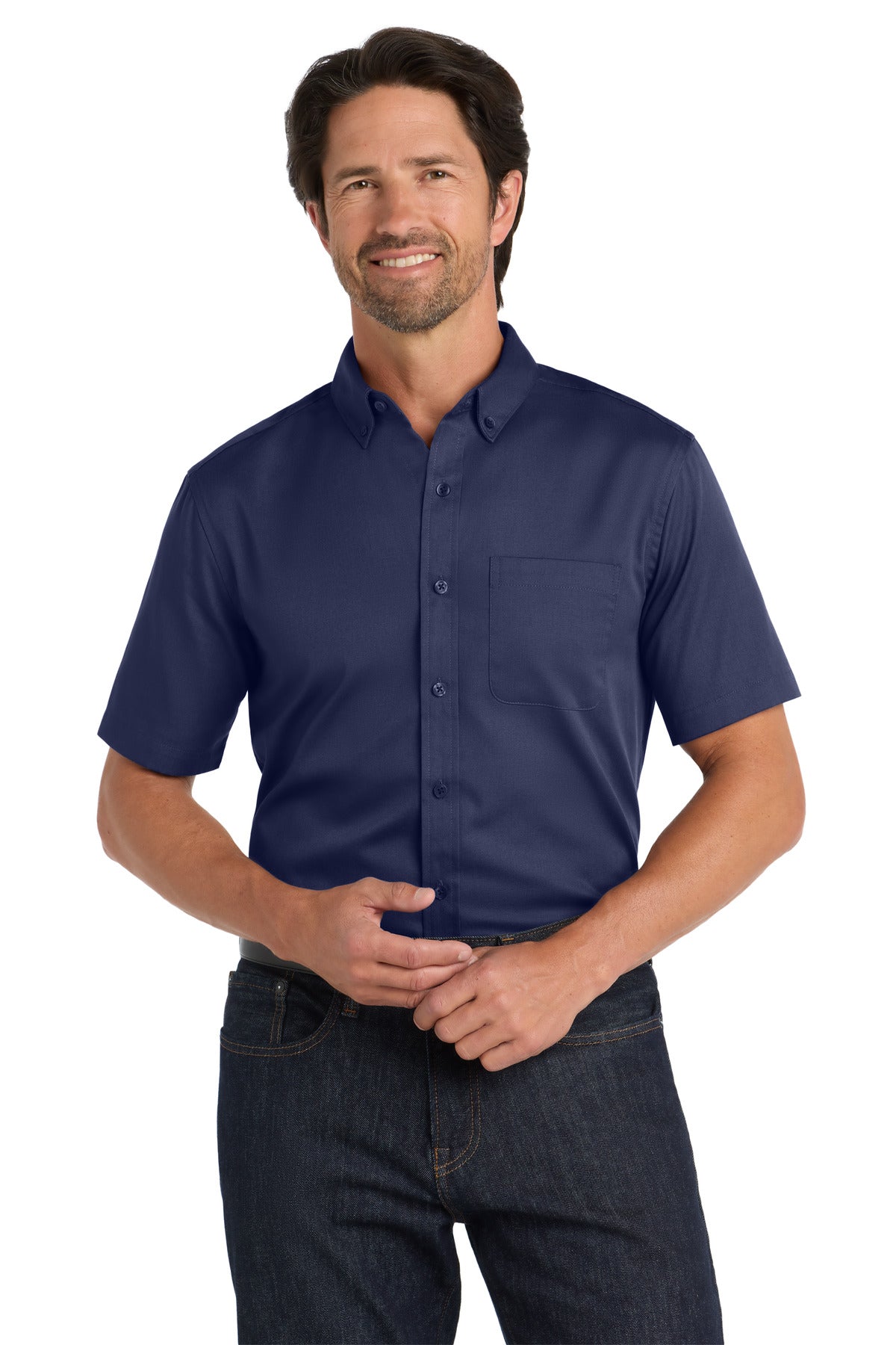 Port Authority Short Sleeve SuperPro React Twill Shirt - True Navy