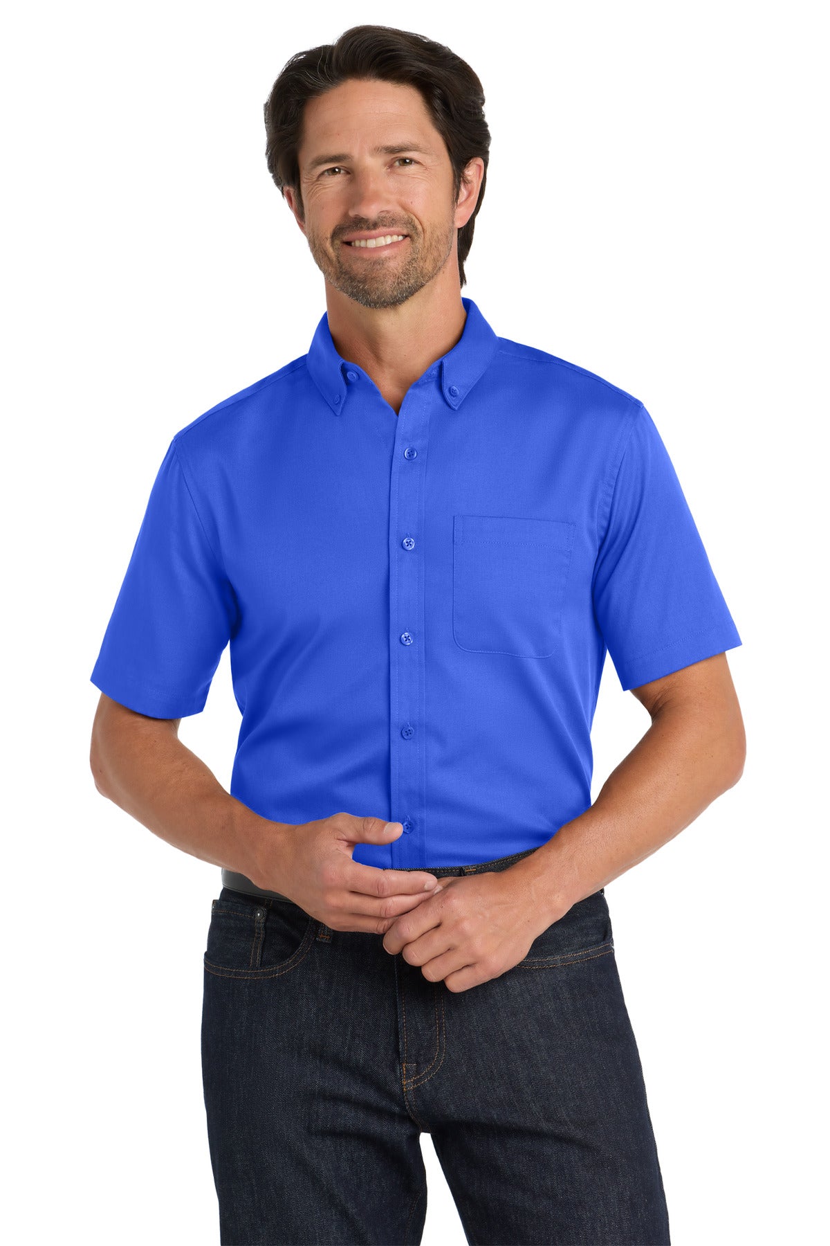 Port Authority Short Sleeve SuperPro React Twill Shirt - True Royal