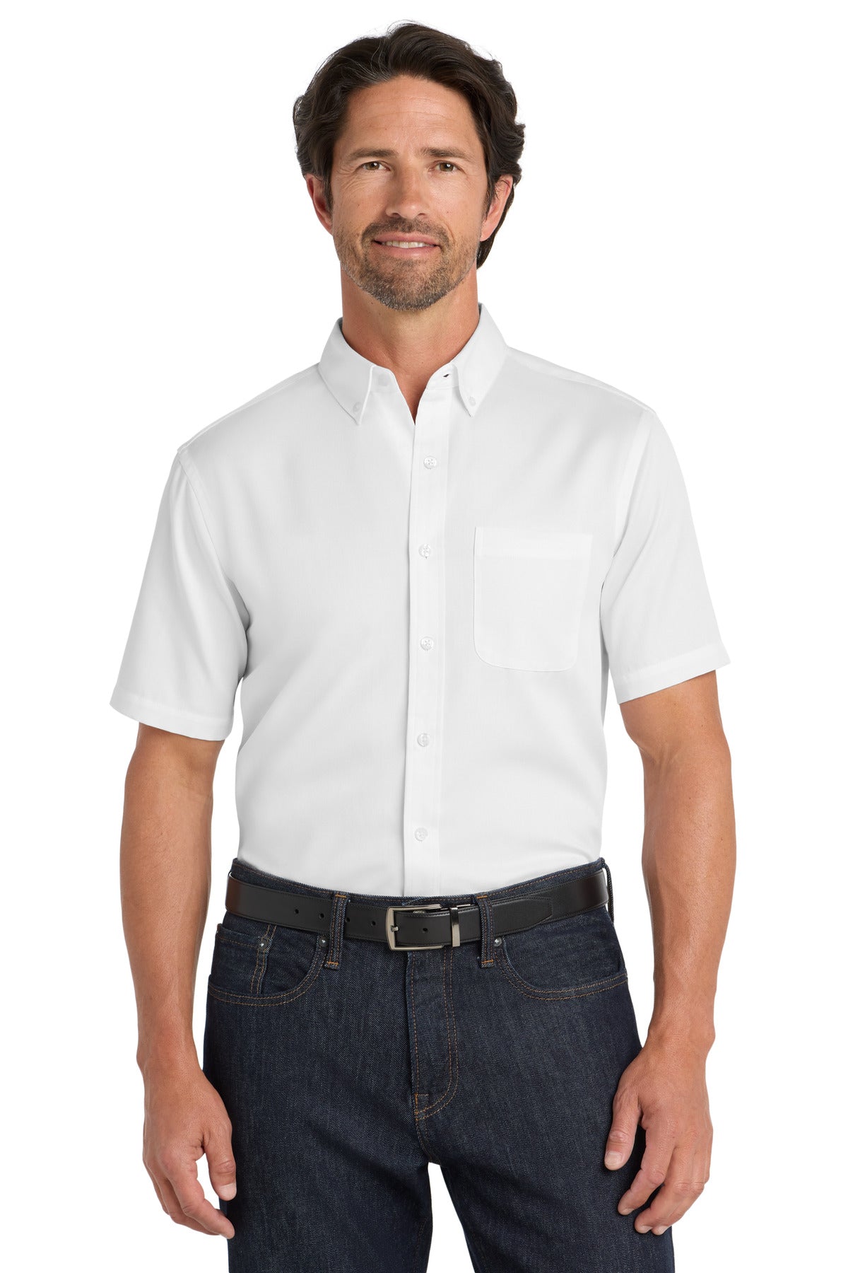 Port Authority Short Sleeve SuperPro React Twill Shirt - White