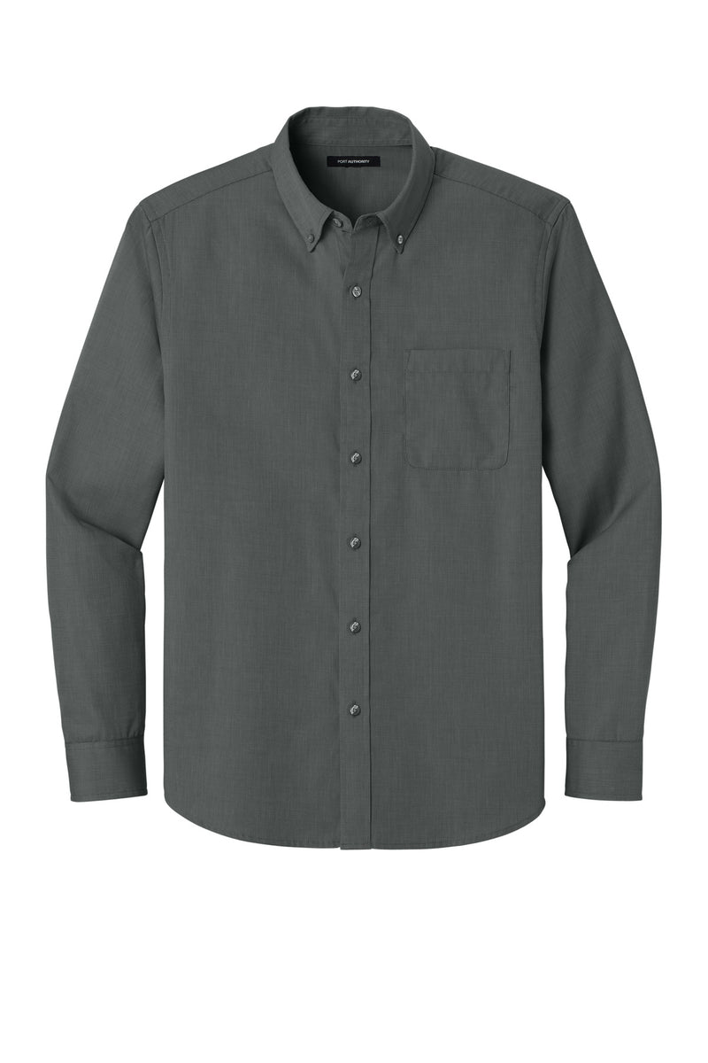 Port Authority Long Sleeve Nailhead Easy Care Shirt - Deep Black