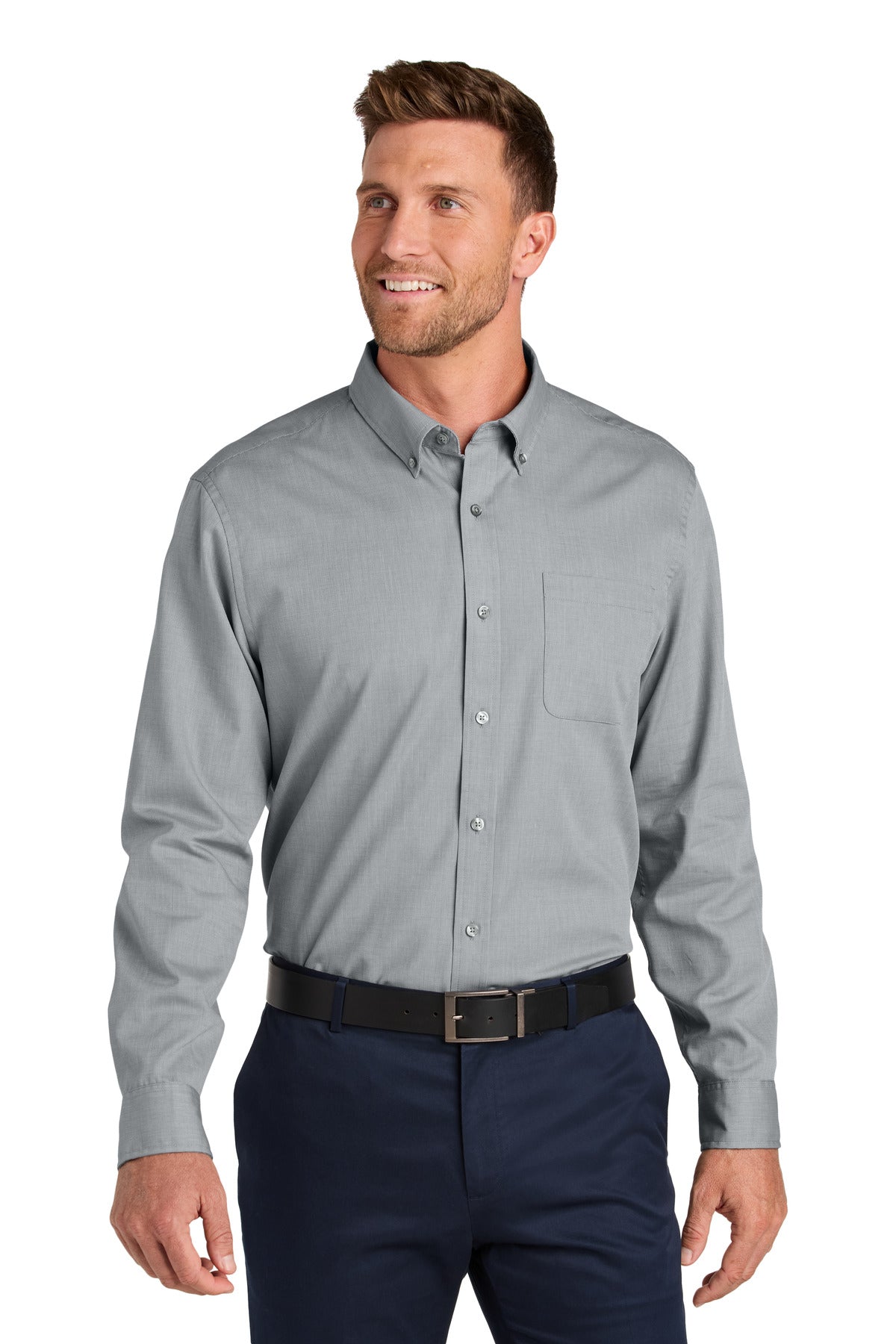 Port Authority Long Sleeve Nailhead Easy Care Shirt - Gusty Grey