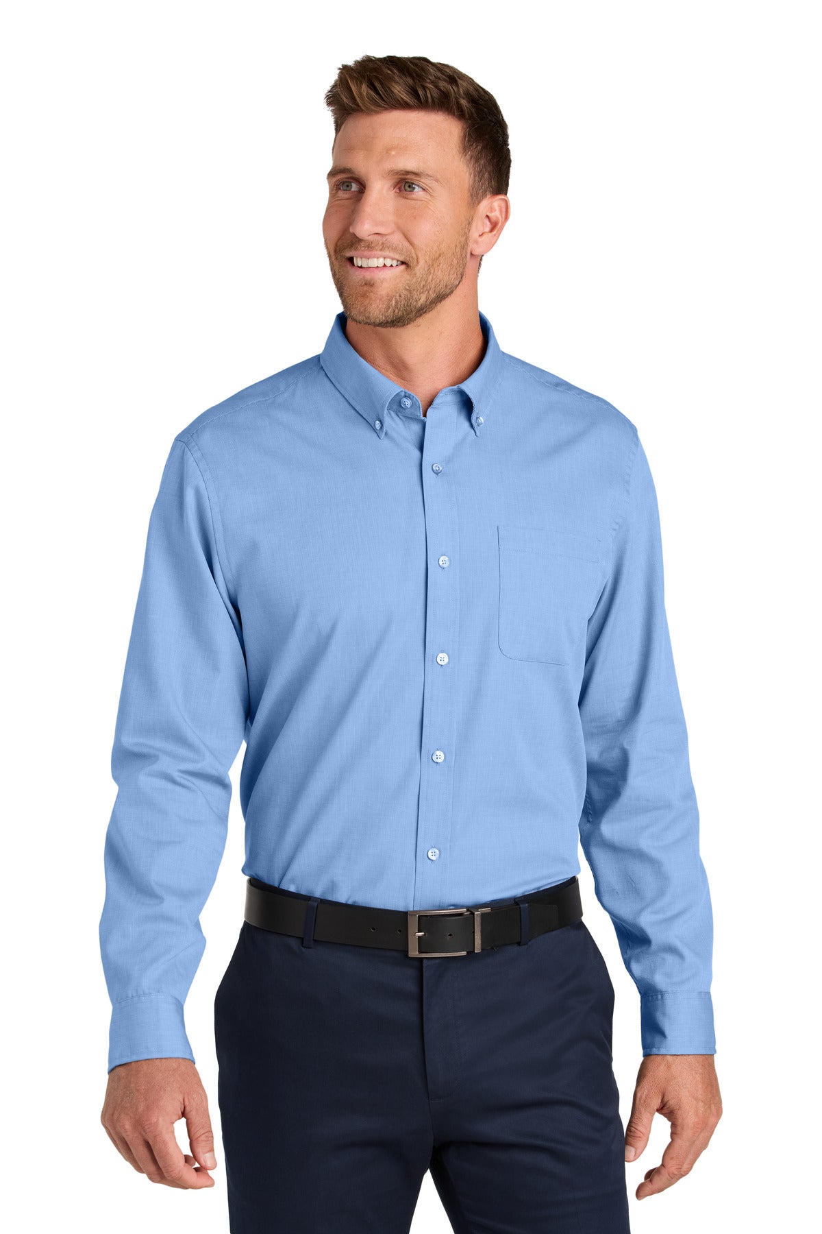 Port Authority Long Sleeve Nailhead Easy Care Shirt - Swiss Blue