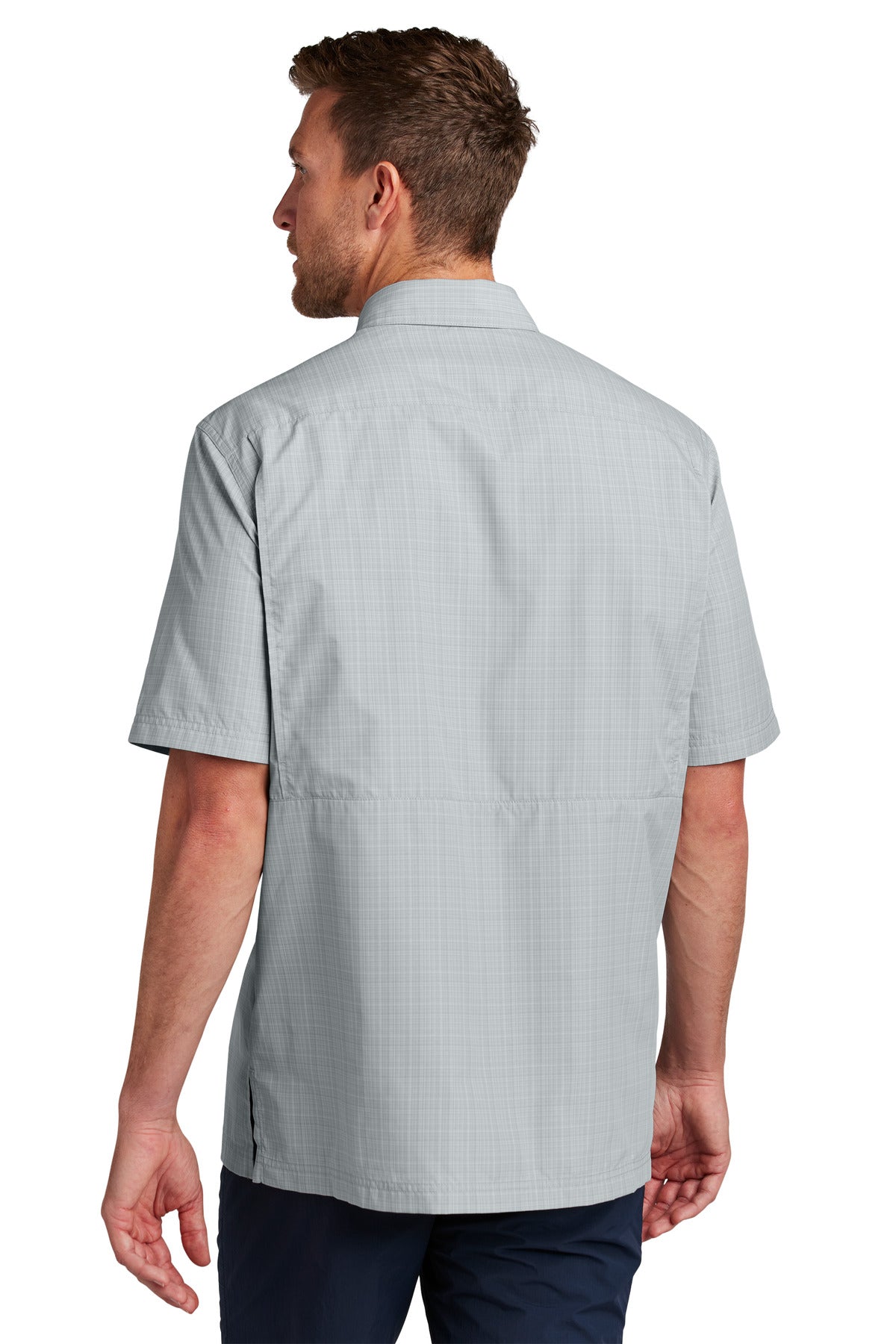 Port Authority Short Sleeve UV Daybreak Shirt - Silver/ Gusty Grey Crosshatch Plaid
