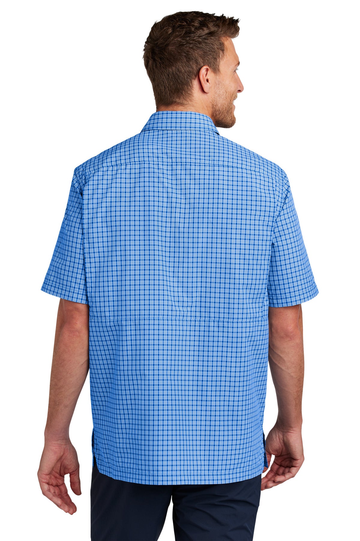 Port Authority Short Sleeve UV Daybreak Shirt - True Royal/ White Mini Plaid