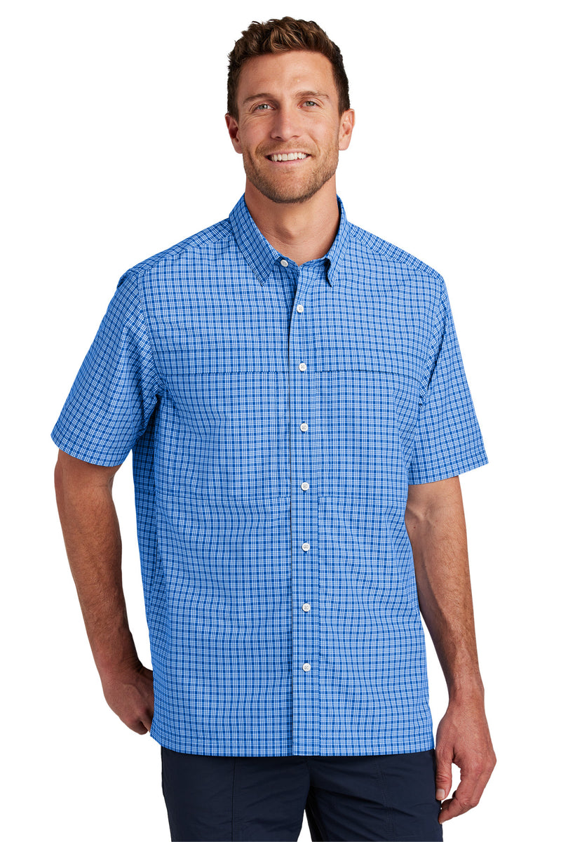 Port Authority Short Sleeve UV Daybreak Shirt - True Royal/ White Mini Plaid