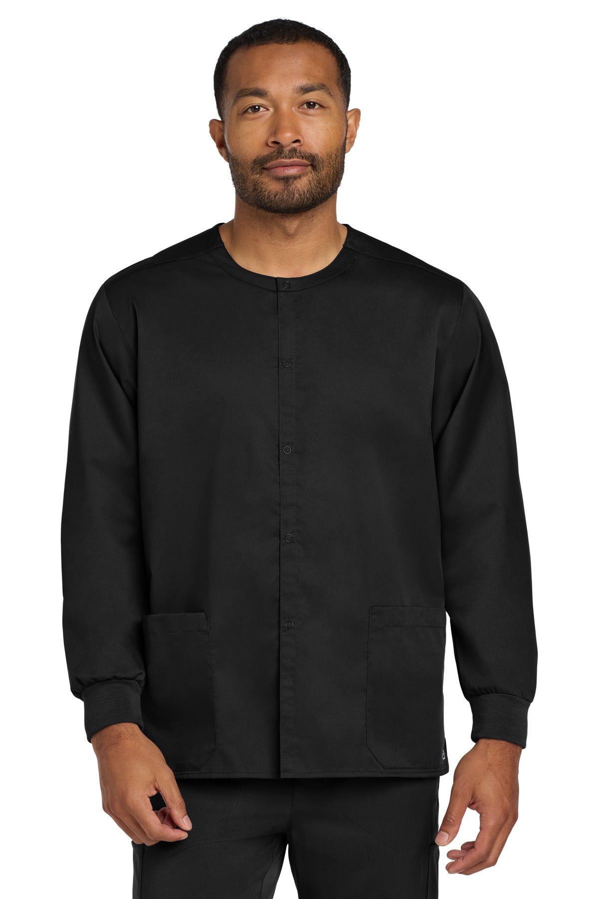 Wink Unisex WorkFlex Snap-Front Scrub Jacket - Black