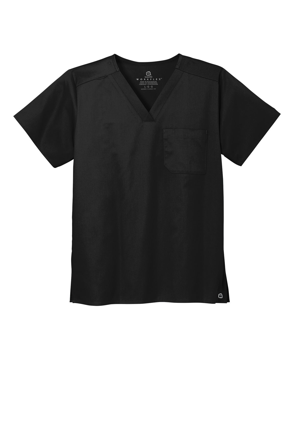Wink Unisex WorkFlex Chest Pocket V-Neck Top - Black