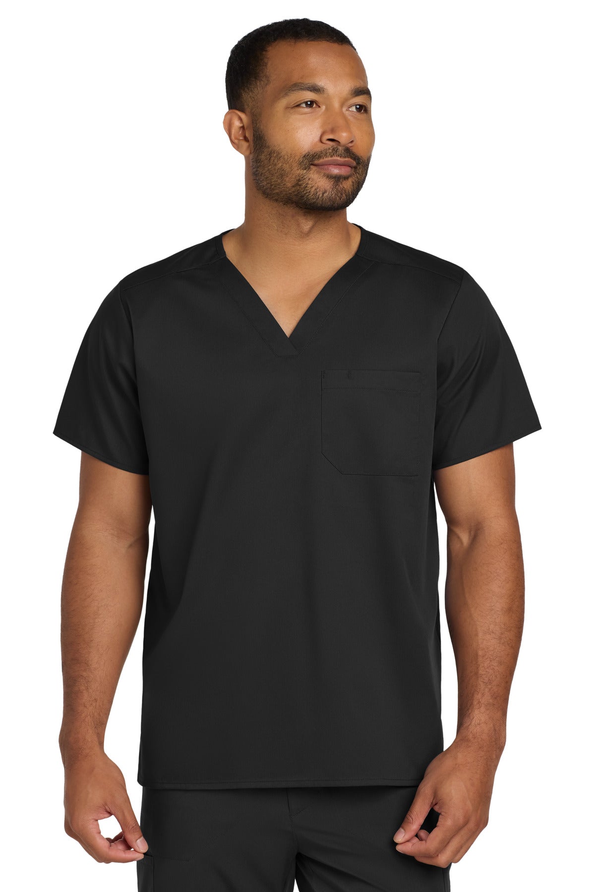 Wink Unisex WorkFlex Chest Pocket V-Neck Top - Black