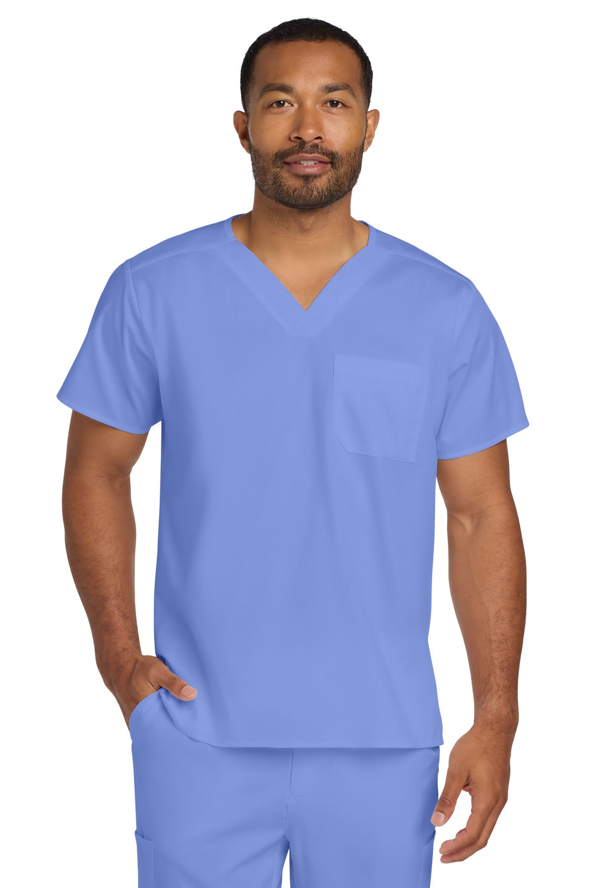 Wink Unisex WorkFlex Chest Pocket V-Neck Top - Ceil Blue