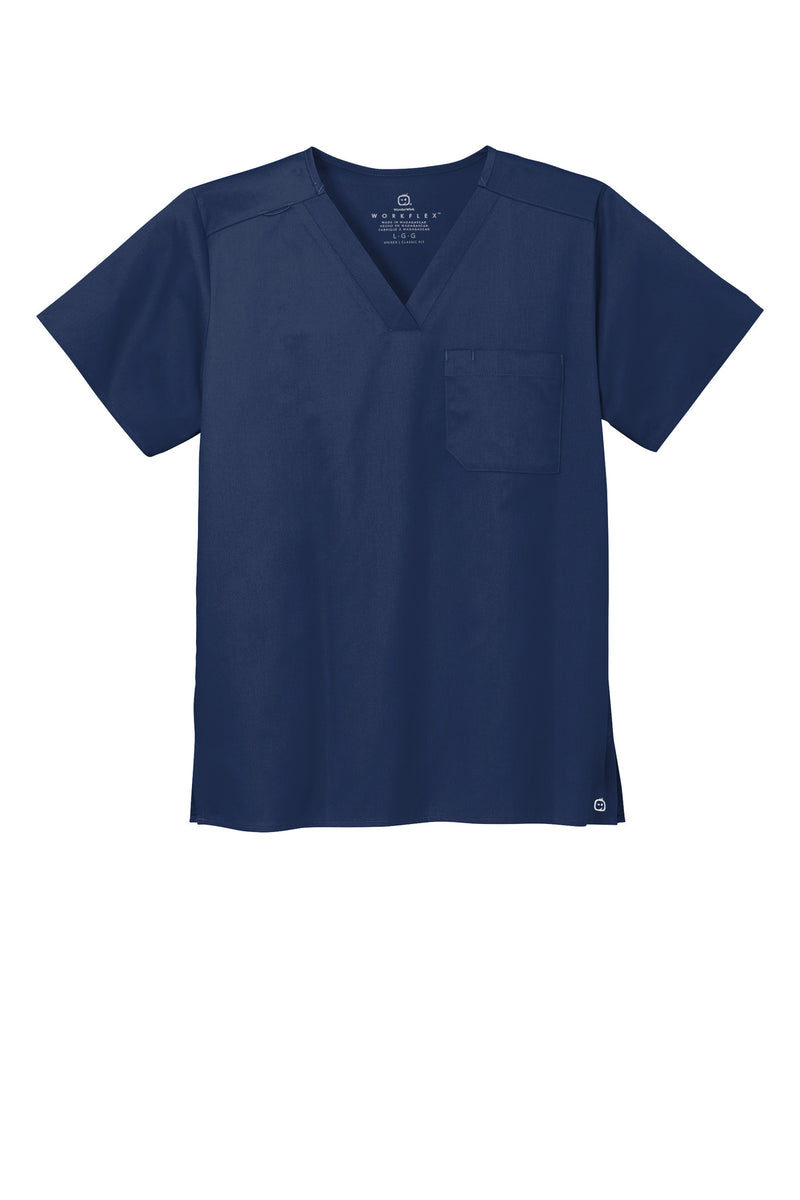 Wink Unisex WorkFlex Chest Pocket V-Neck Top - Navy