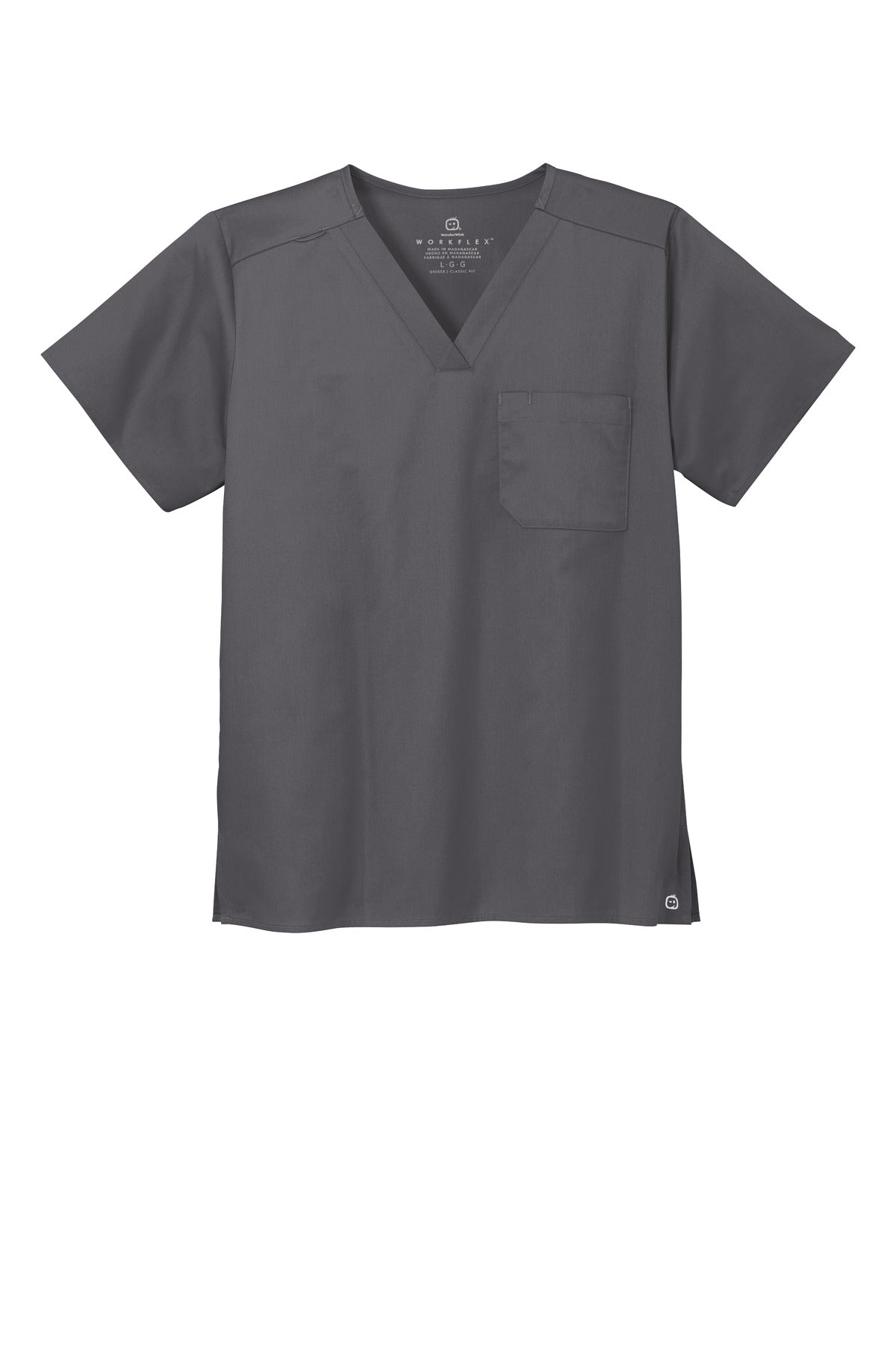 Wink Unisex WorkFlex Chest Pocket V-Neck Top - Pewter
