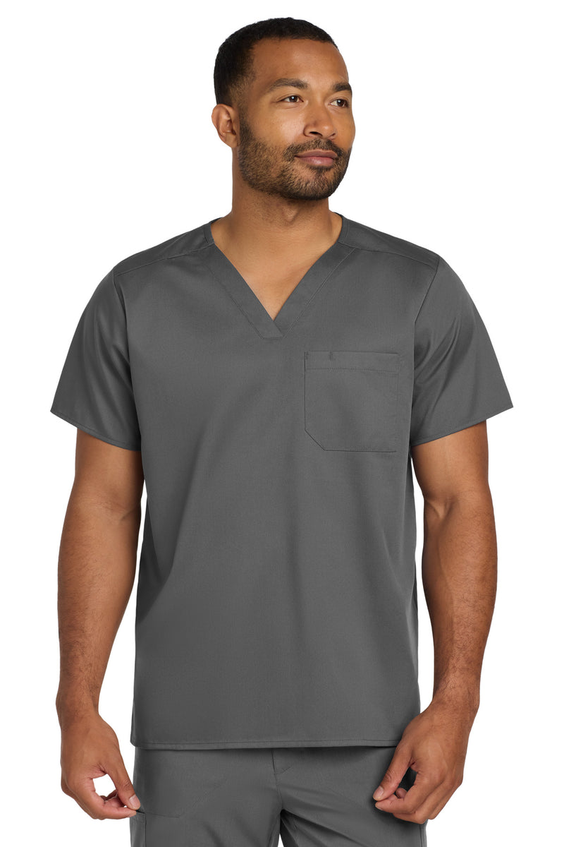 Wink Unisex WorkFlex Chest Pocket V-Neck Top - Pewter
