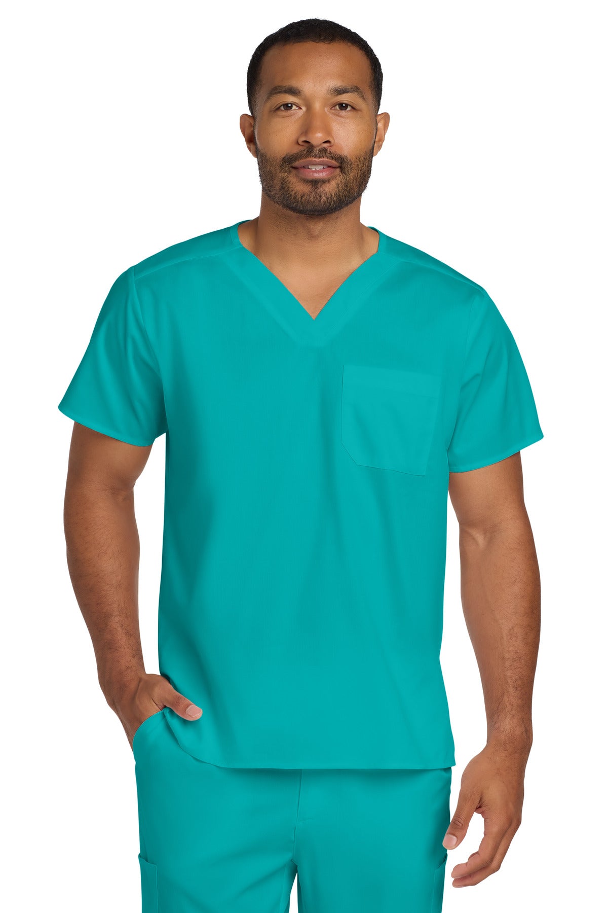 Wink Unisex WorkFlex Chest Pocket V-Neck Top - Teal Blue