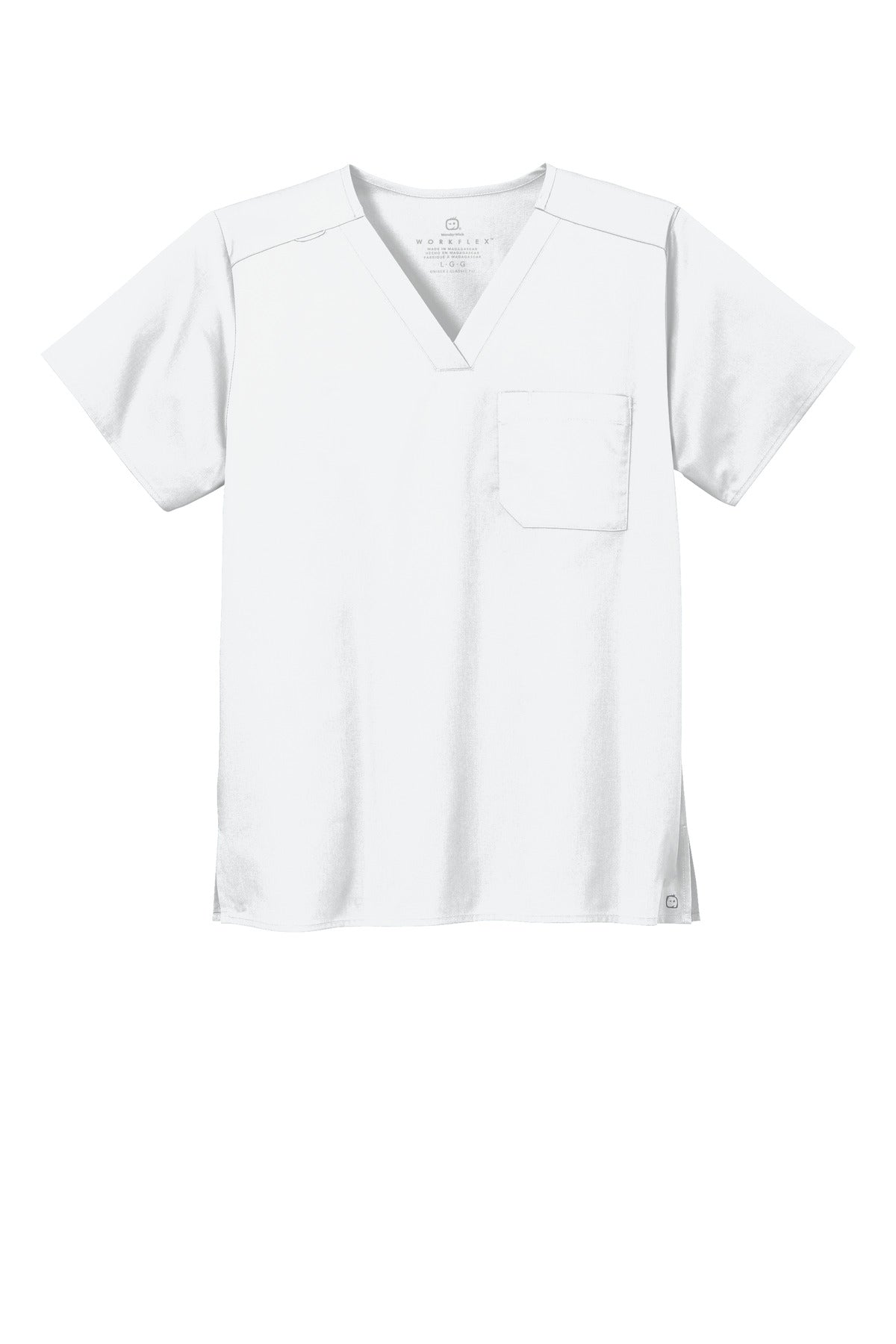 Wink Unisex WorkFlex Chest Pocket V-Neck Top - White