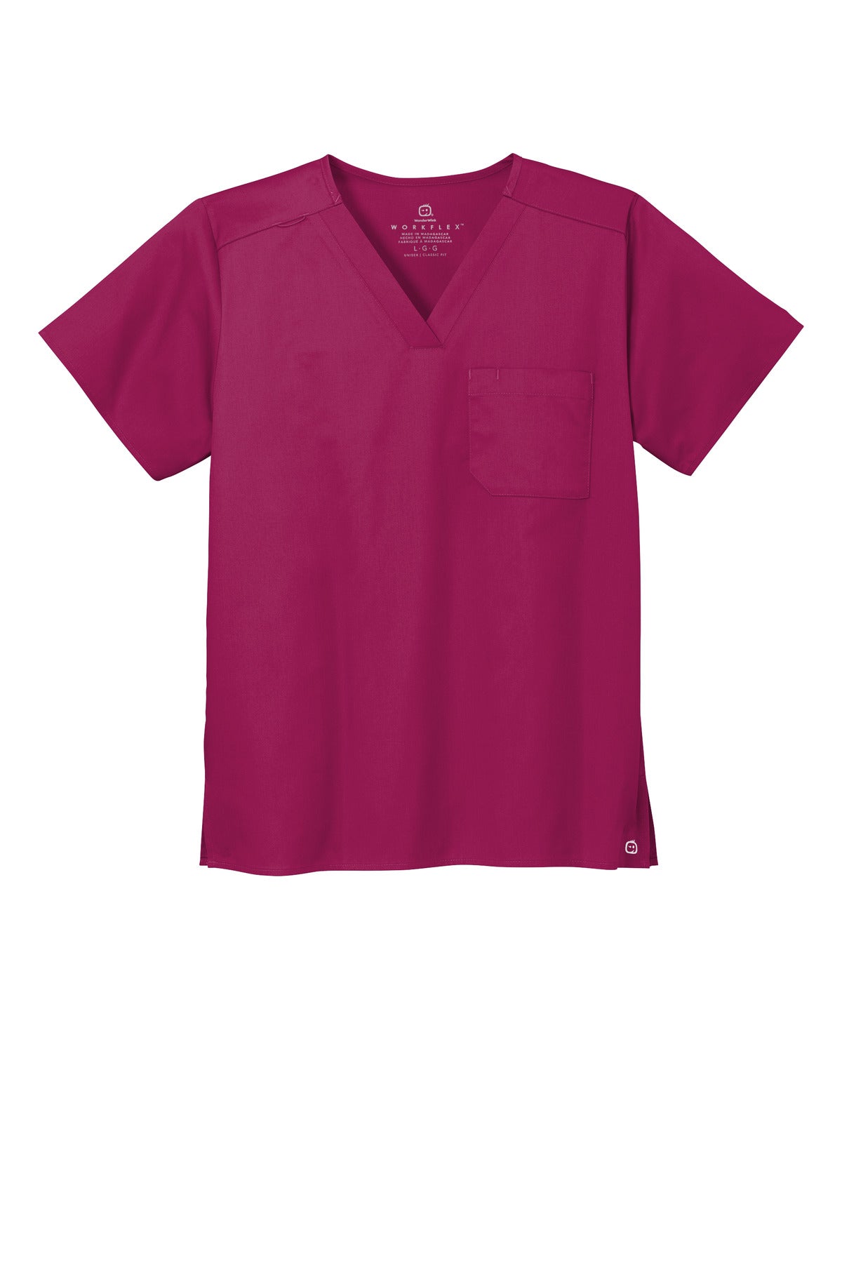 Wink Unisex WorkFlex Chest Pocket V-Neck Top - Wine
