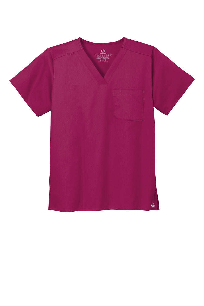 Wink Unisex WorkFlex Chest Pocket V-Neck Top - Wine