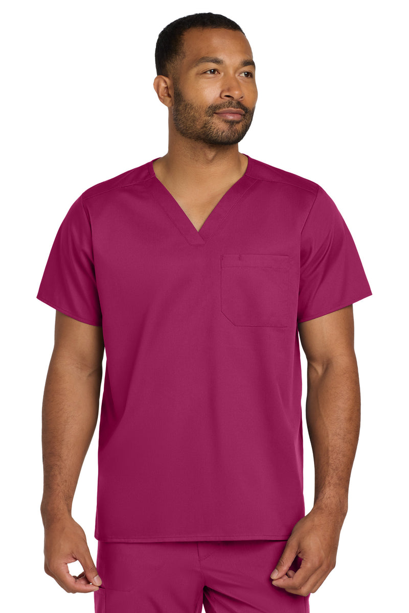 Wink Unisex WorkFlex Chest Pocket V-Neck Top - Wine