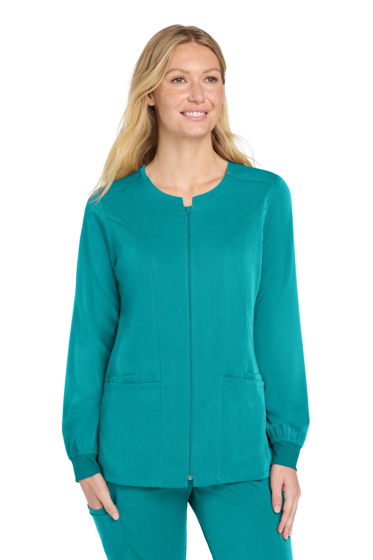 Wink Women's Premiere Flex Full-Zip Scrub Jacket - Teal Blue