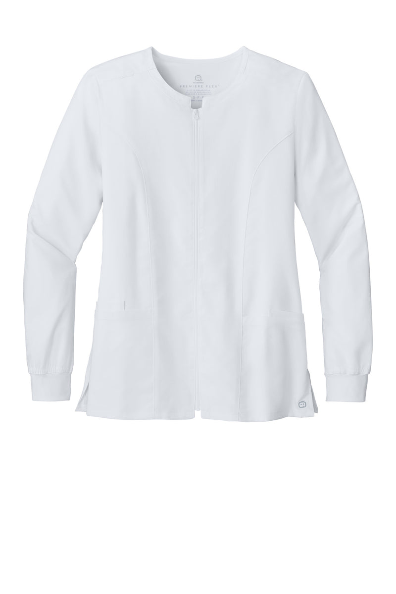 Wink Women's Premiere Flex Full-Zip Scrub Jacket - White