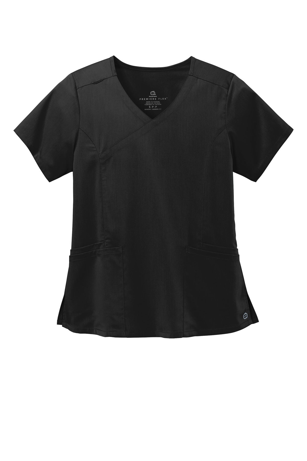 Wink Women's Premiere Flex Mock Wrap Top - Black
