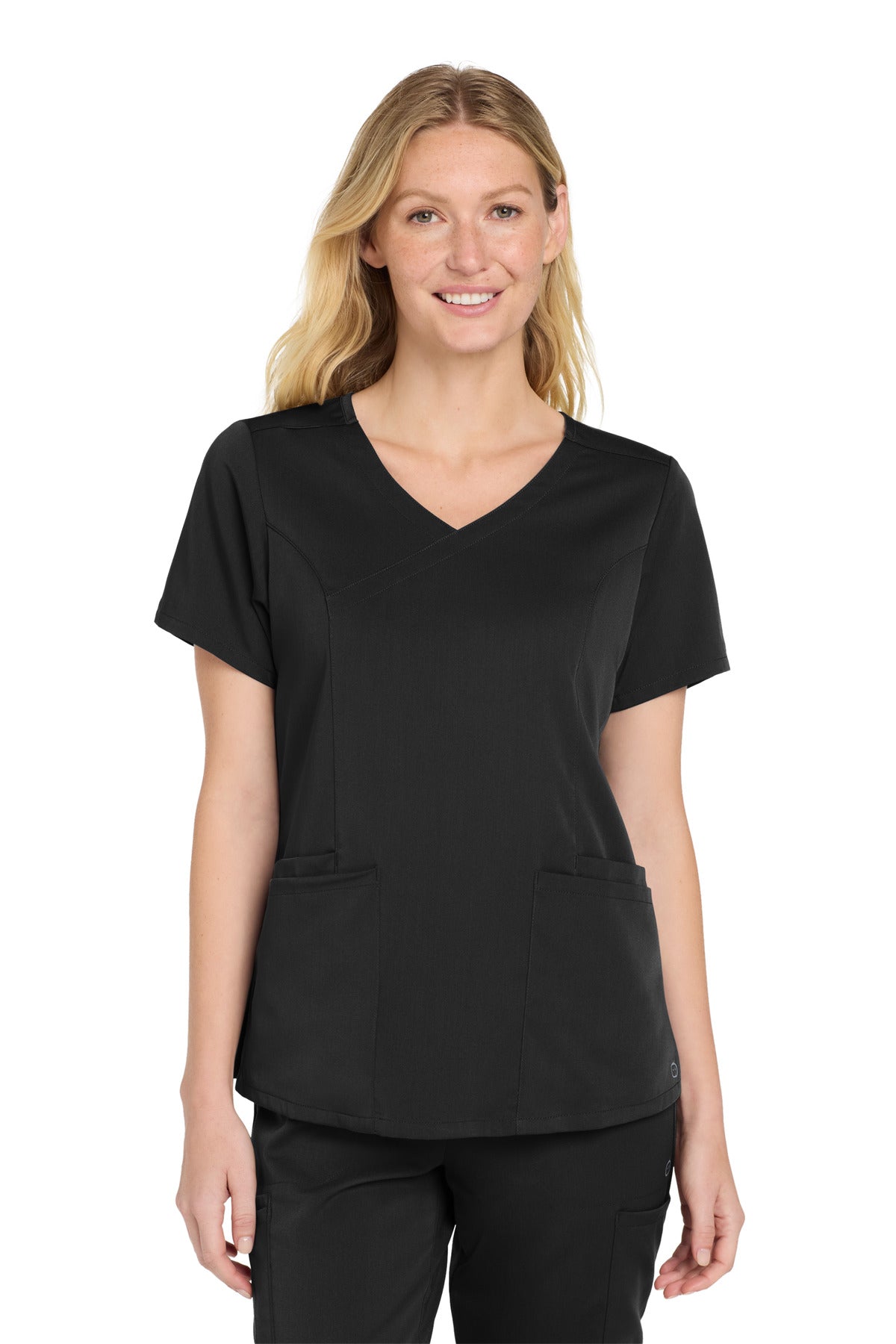 Wink Women's Premiere Flex Mock Wrap Top - Black
