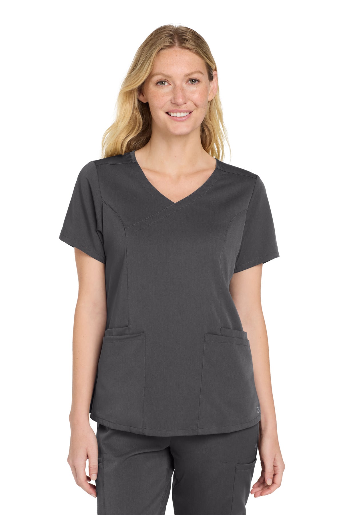Wink Women's Premiere Flex Mock Wrap Top - Pewter