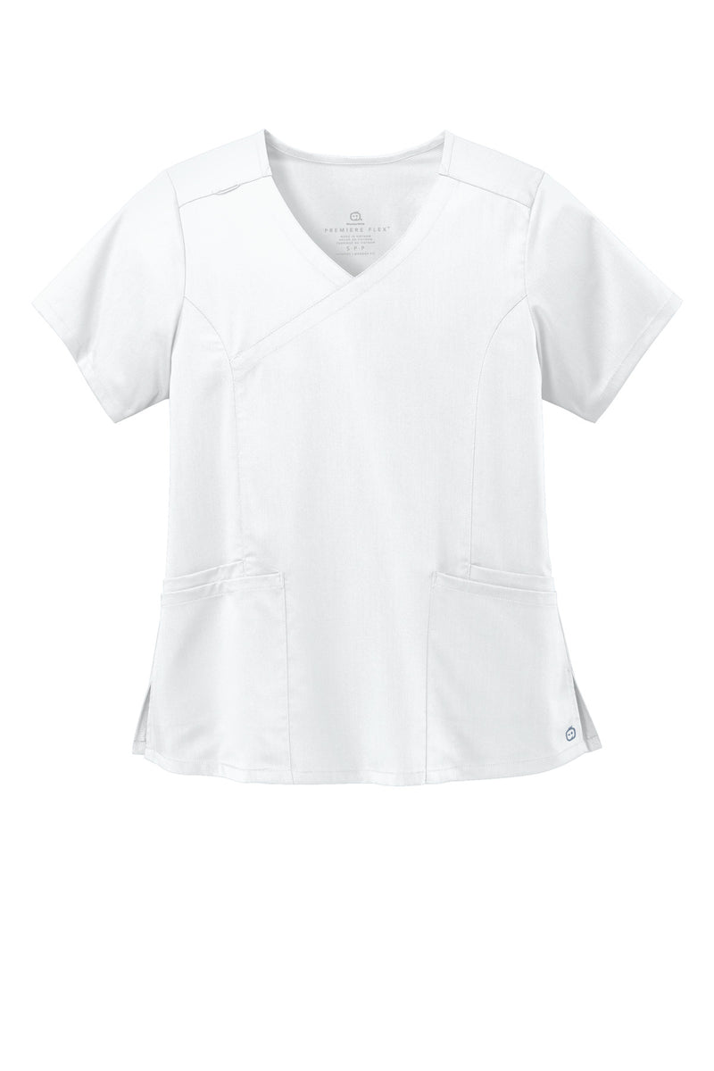 Wink Women's Premiere Flex Mock Wrap Top - White